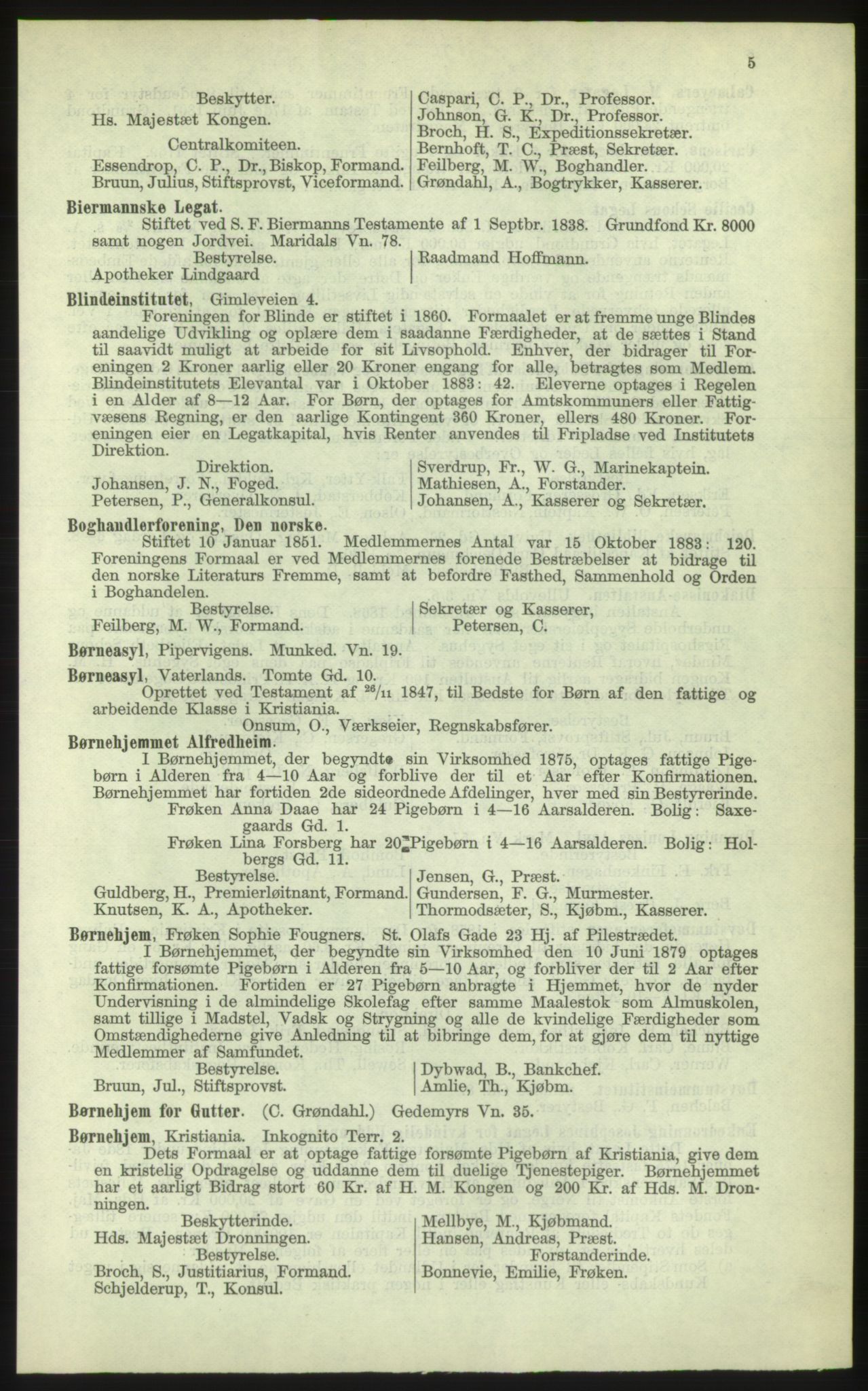Kristiania/Oslo adressebok, PUBL/-, 1884, s. 5