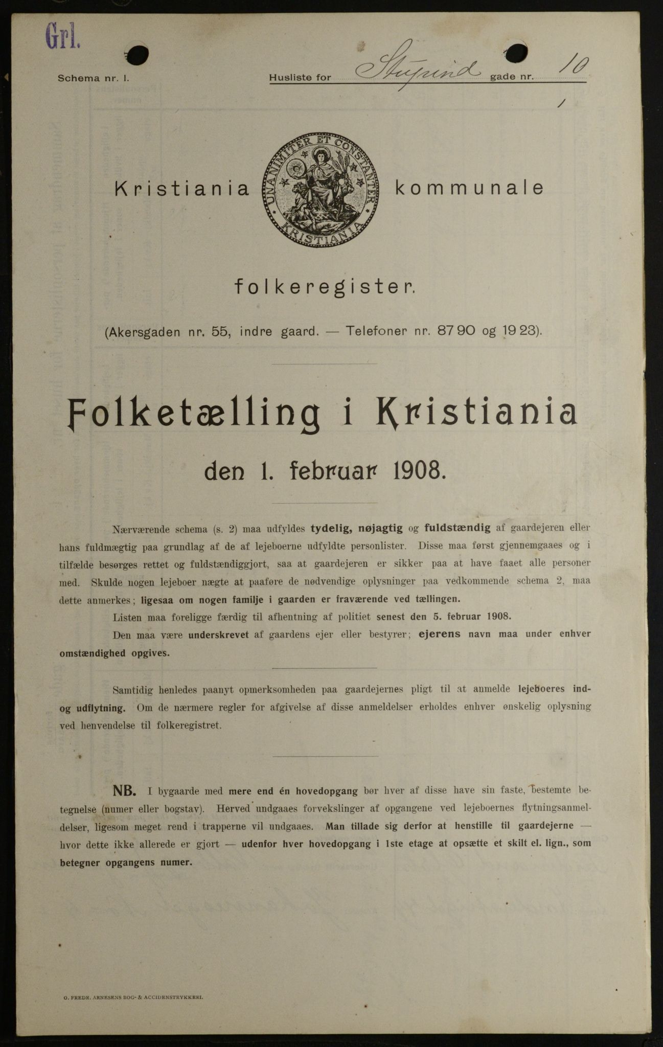 OBA, Kommunal folketelling 1.2.1908 for Kristiania kjøpstad, 1908, s. 94053