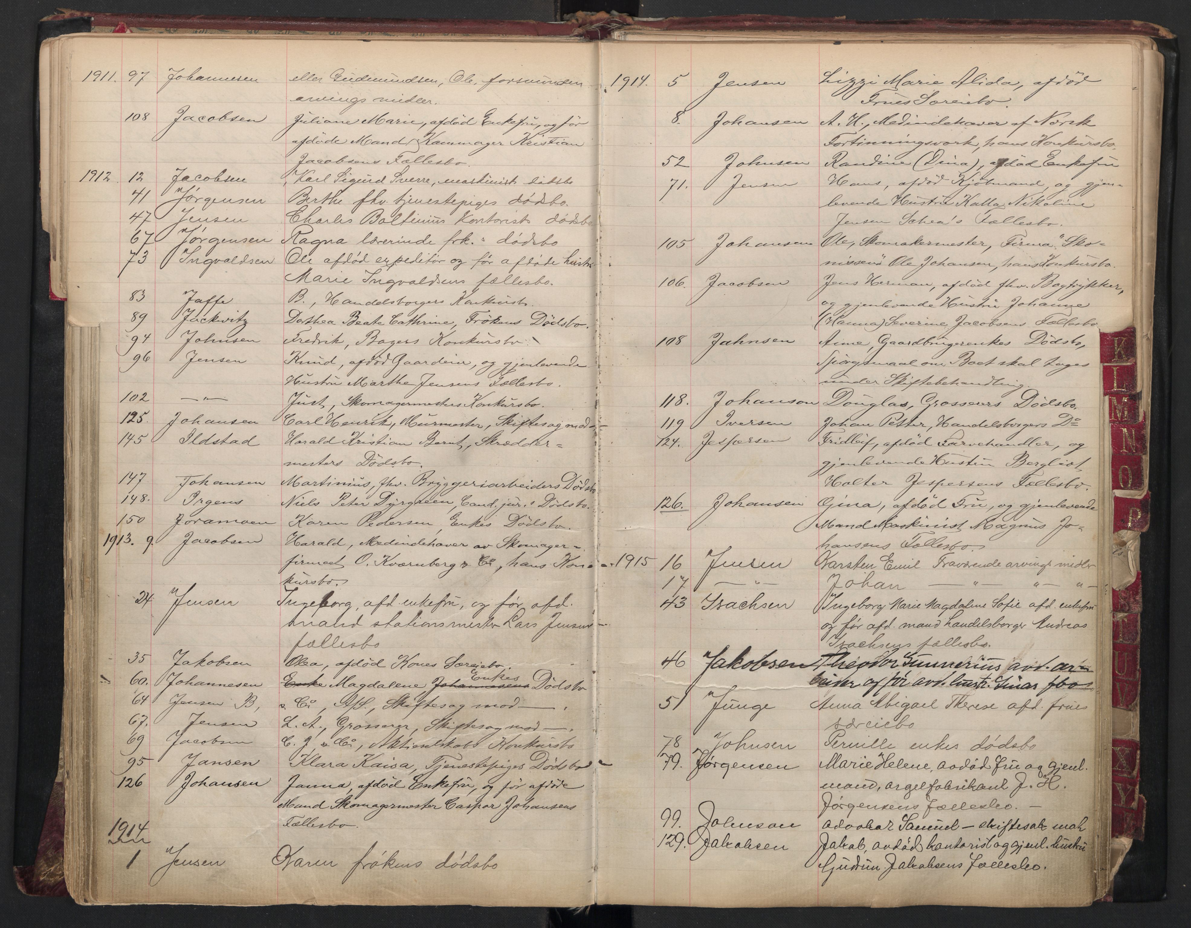 Oslo skifterett, AV/SAO-A-10383/F/Fb/Fba/Fbab/L0002: Navneregister for sluttede bo - avd. I, 1896-1920