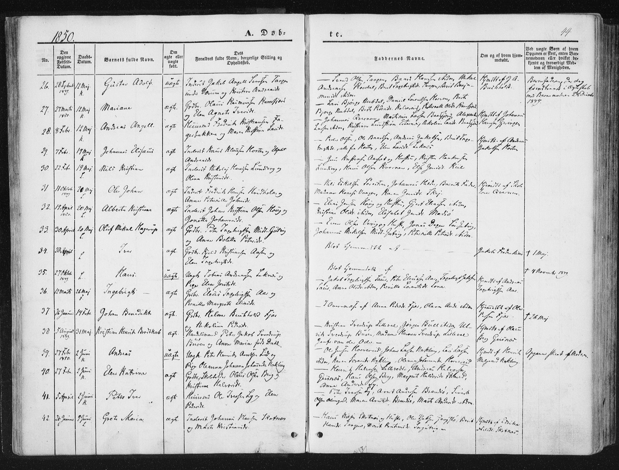 Ministerialprotokoller, klokkerbøker og fødselsregistre - Nord-Trøndelag, SAT/A-1458/780/L0640: Ministerialbok nr. 780A05, 1845-1856, s. 44