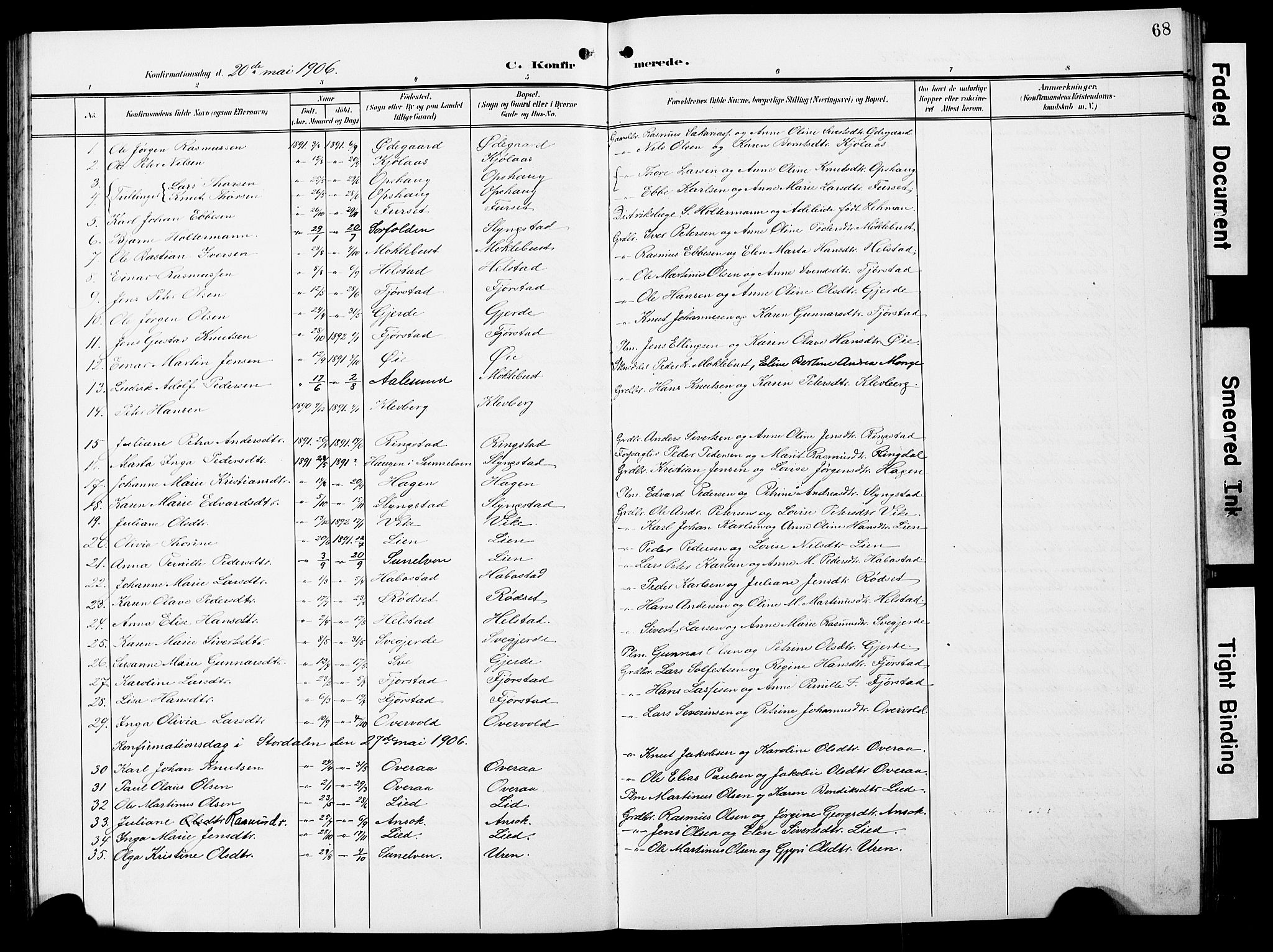 Ministerialprotokoller, klokkerbøker og fødselsregistre - Møre og Romsdal, SAT/A-1454/520/L0293: Klokkerbok nr. 520C05, 1902-1923, s. 68