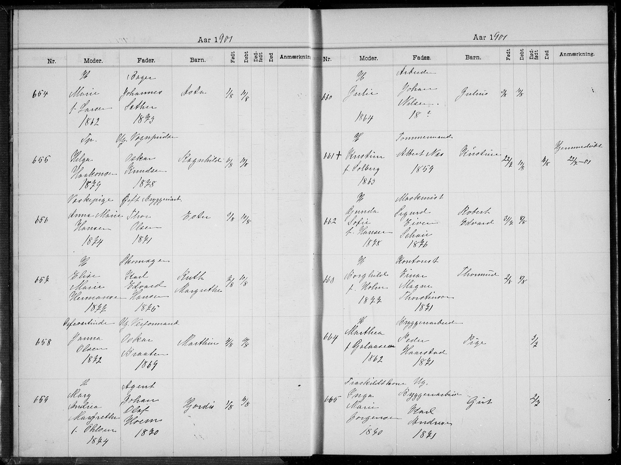Rikshospitalet prestekontor Kirkebøker, AV/SAO-A-10309b/K/L0005/0002: Dåpsbok nr. 5.2, 1901-1903