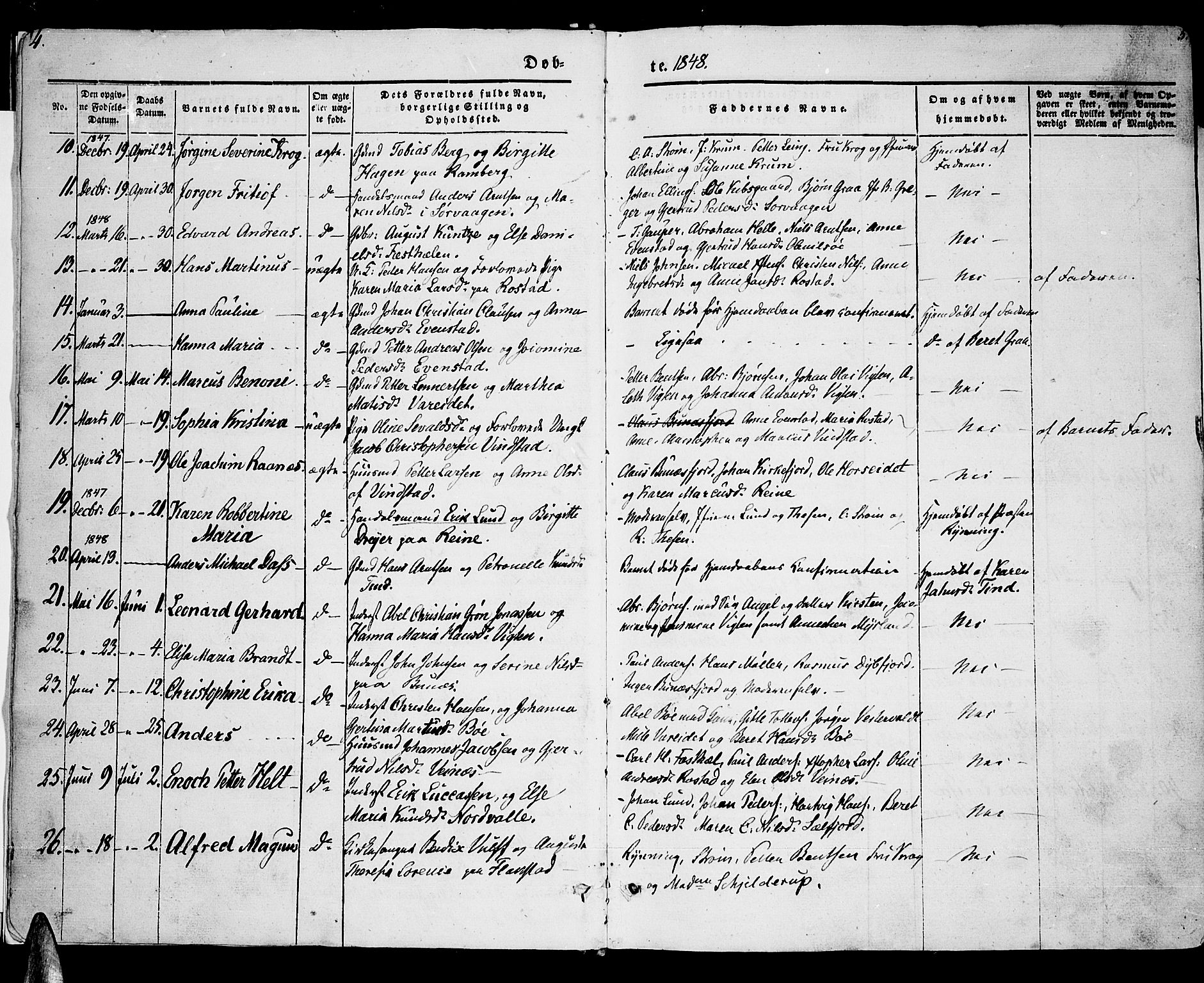 Ministerialprotokoller, klokkerbøker og fødselsregistre - Nordland, AV/SAT-A-1459/885/L1212: Klokkerbok nr. 885C01, 1847-1873, s. 4-5