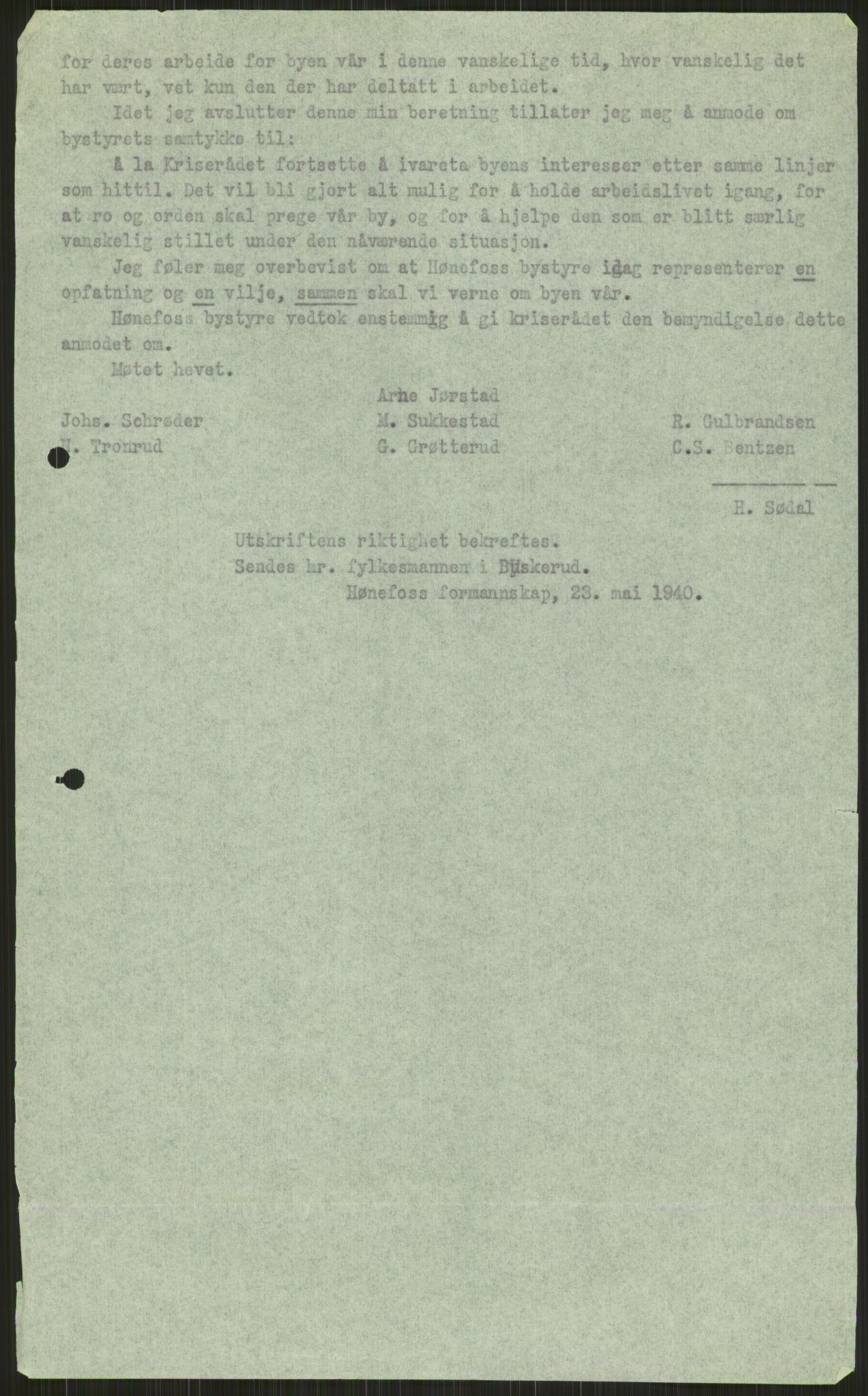 Forsvaret, Forsvarets krigshistoriske avdeling, AV/RA-RAFA-2017/Y/Ya/L0014: II-C-11-31 - Fylkesmenn.  Rapporter om krigsbegivenhetene 1940., 1940, s. 359