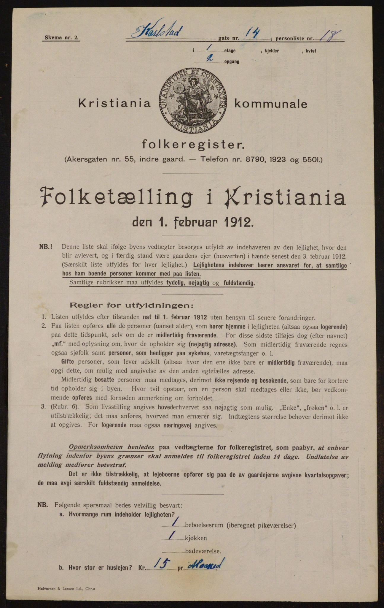 OBA, Kommunal folketelling 1.2.1912 for Kristiania, 1912, s. 49484