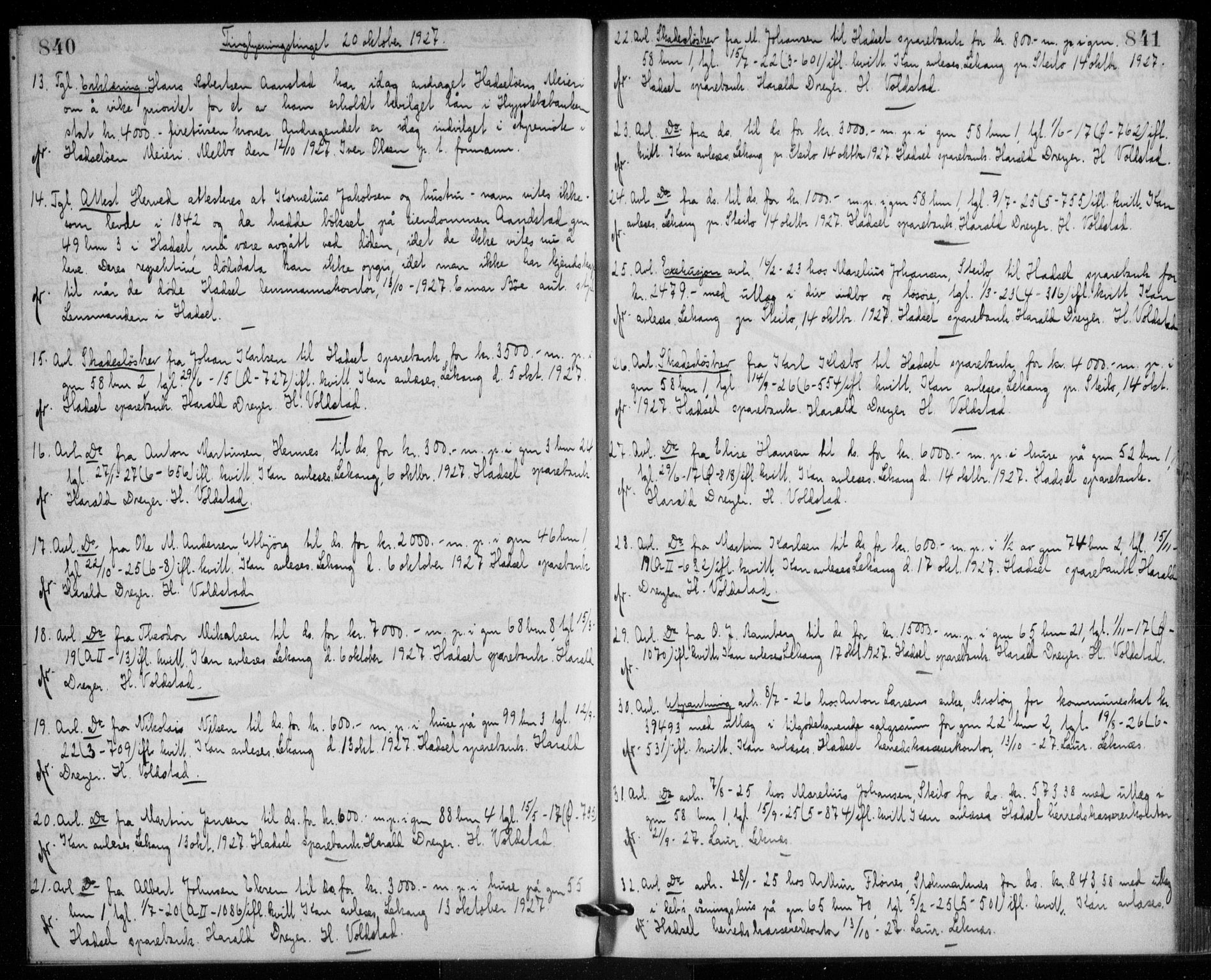 Vesterålen sorenskriveri, SAT/A-4180/1/2/2Ca/L0041: Pantebok nr. 6, 1925-1928, s. 840-841, Tingl.dato: 20.10.1927