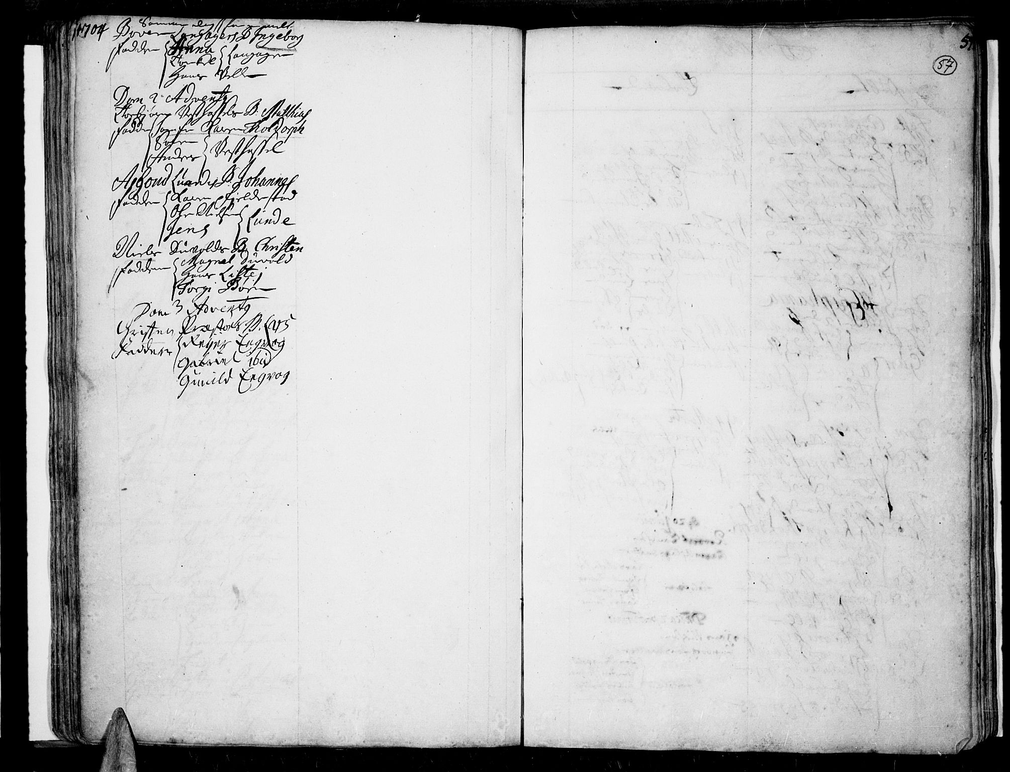 Lista sokneprestkontor, AV/SAK-1111-0027/F/Fa/L0001: Ministerialbok nr. A 1 /1, 1691-1715, s. 57