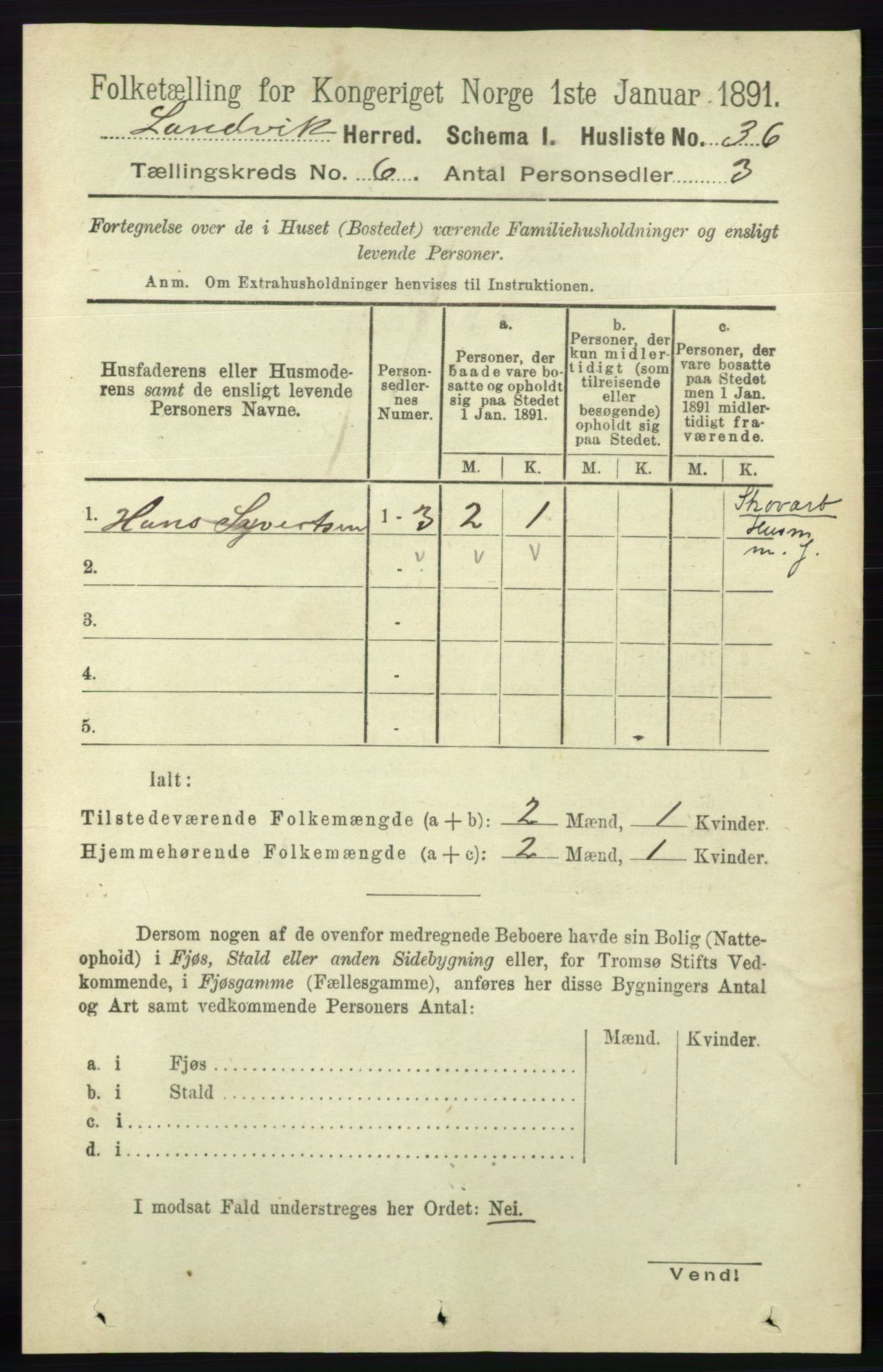 RA, Folketelling 1891 for 0924 Landvik herred, 1891, s. 2437