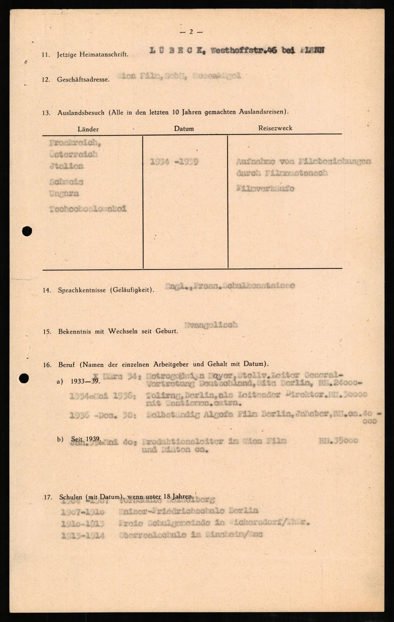 Forsvaret, Forsvarets overkommando II, AV/RA-RAFA-3915/D/Db/L0008: CI Questionaires. Tyske okkupasjonsstyrker i Norge. Tyskere., 1945-1946, s. 431