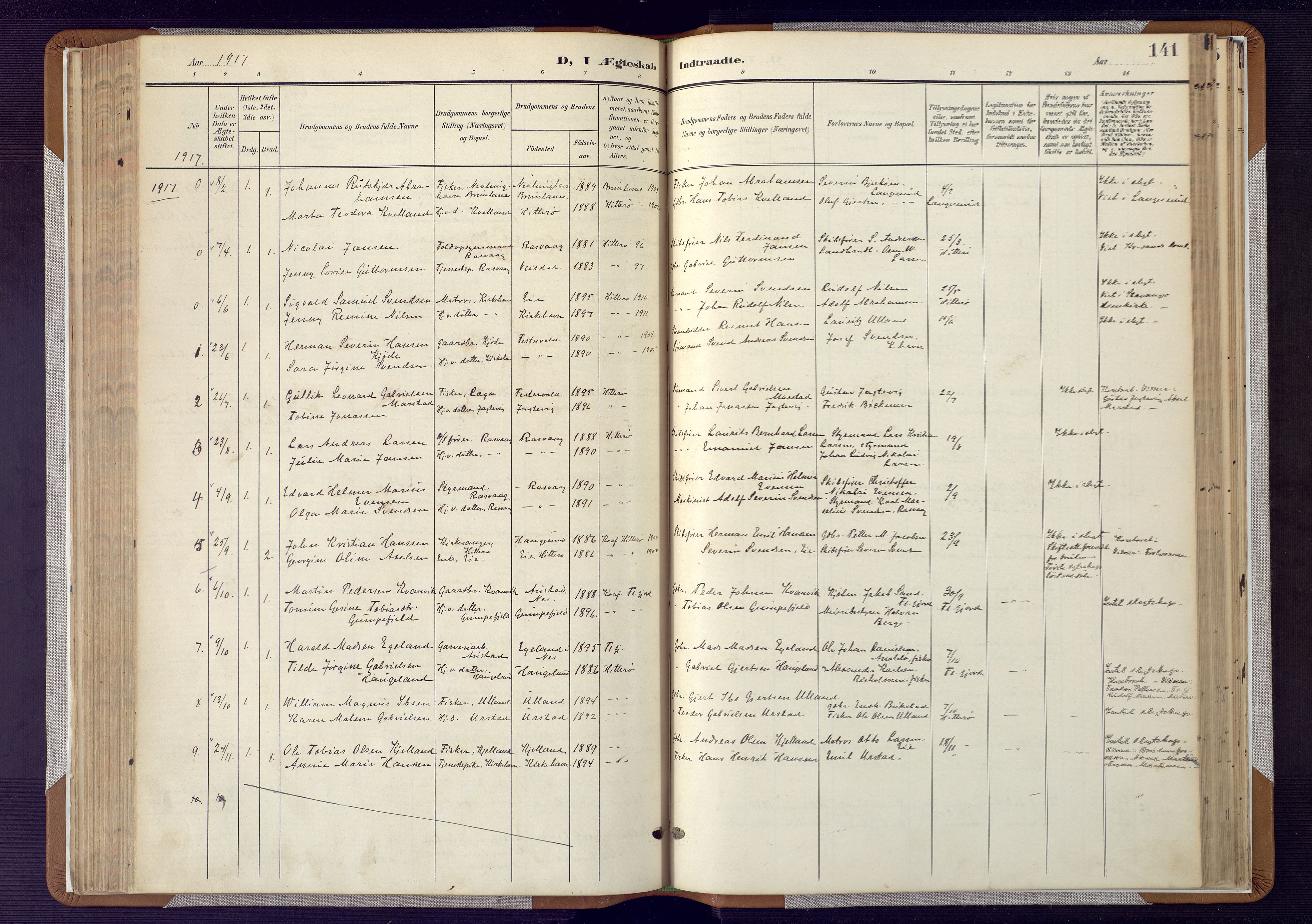 Flekkefjord sokneprestkontor, AV/SAK-1111-0012/F/Fa/Fab/L0007: Ministerialbok nr. A 7, 1902-1921, s. 141