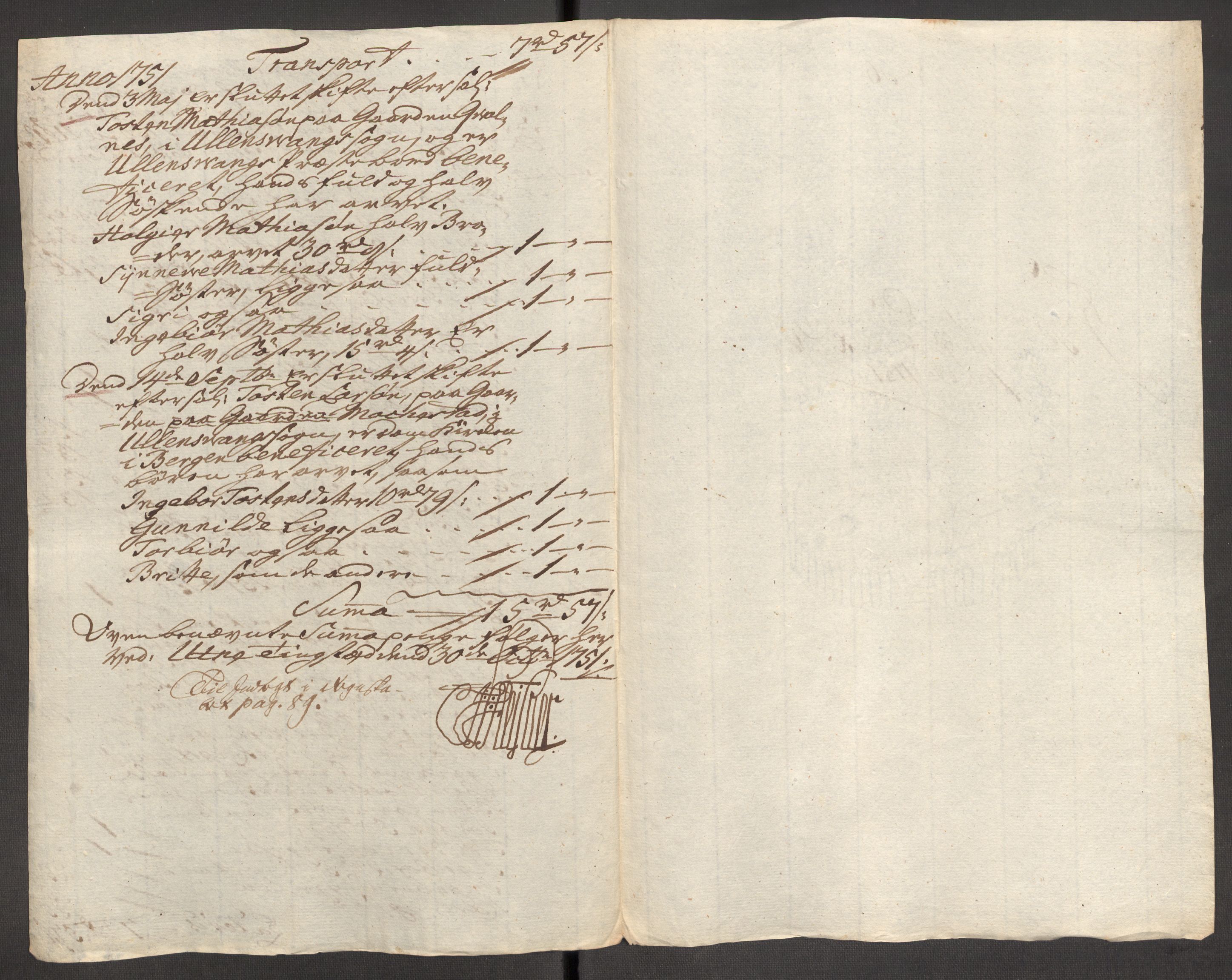 Rentekammeret inntil 1814, Reviderte regnskaper, Fogderegnskap, AV/RA-EA-4092/R48/L3056: Fogderegnskap Sunnhordland og Hardanger, 1751, s. 290