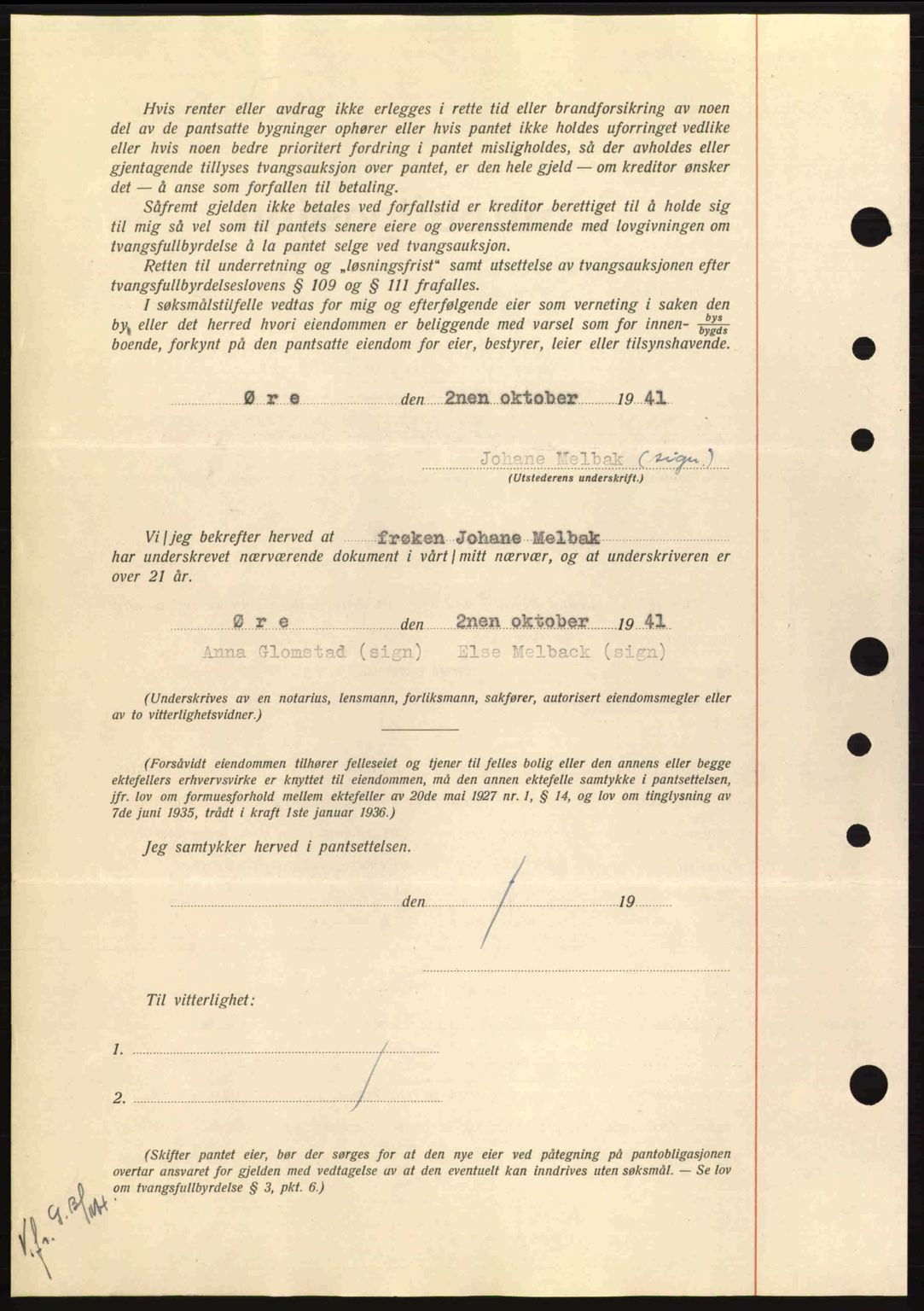 Nordmøre sorenskriveri, AV/SAT-A-4132/1/2/2Ca: Pantebok nr. B88, 1941-1942, Dagboknr: 1827/1941