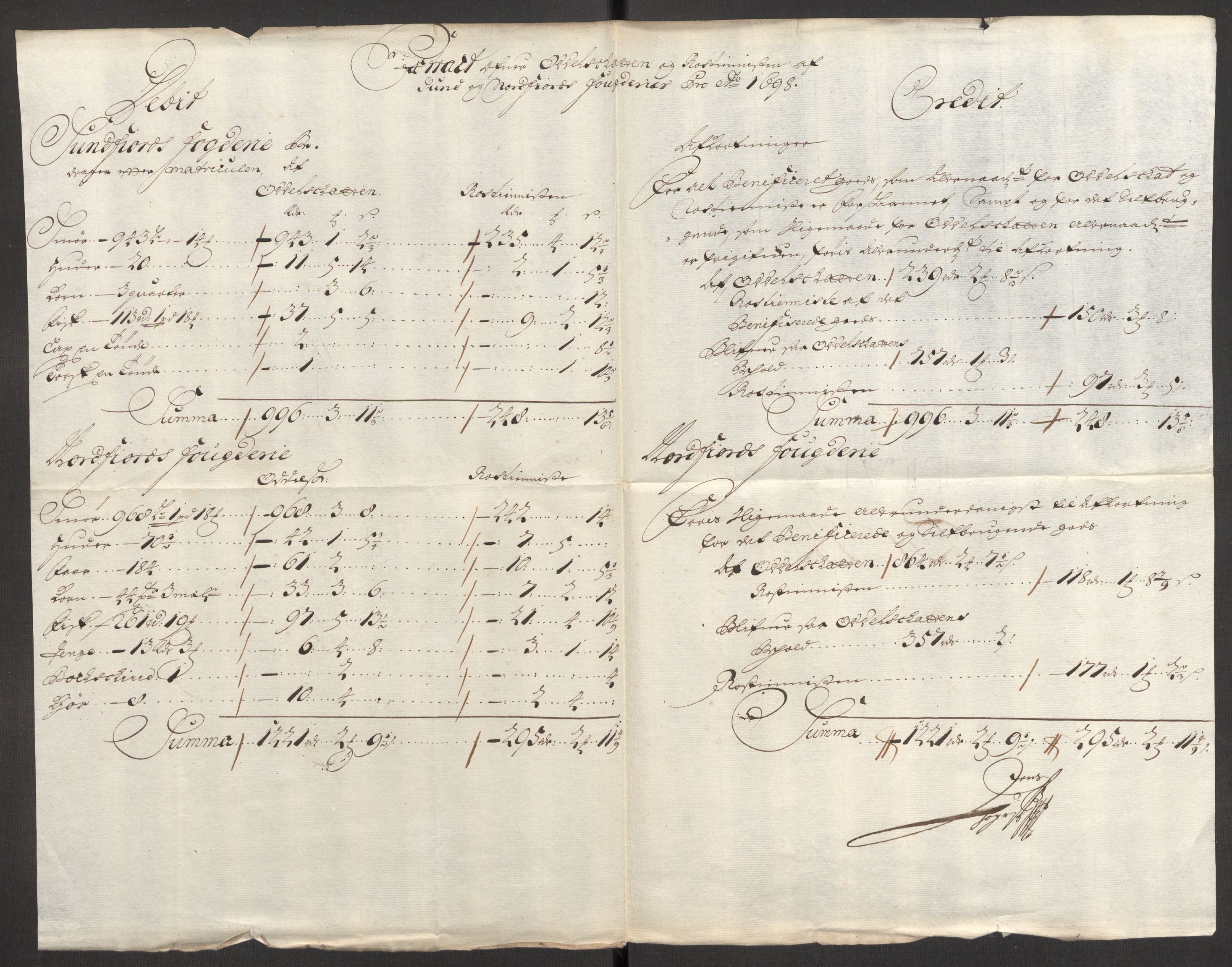 Rentekammeret inntil 1814, Reviderte regnskaper, Fogderegnskap, AV/RA-EA-4092/R53/L3423: Fogderegnskap Sunn- og Nordfjord, 1697-1698, s. 263