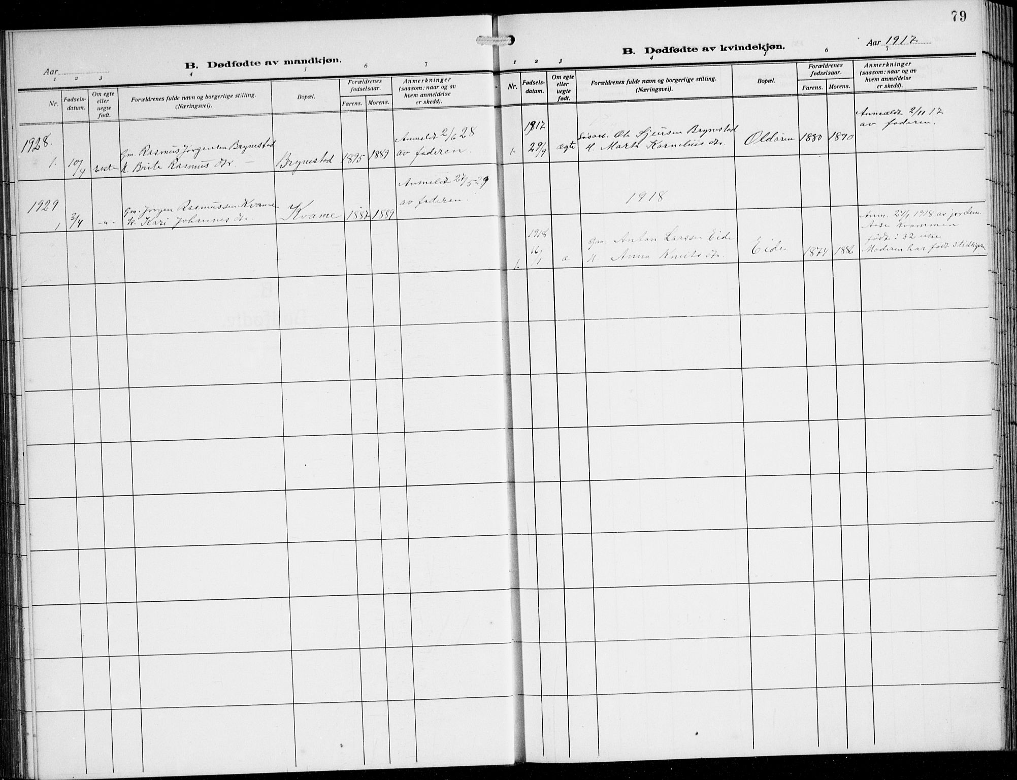 Innvik sokneprestembete, SAB/A-80501: Klokkerbok nr. B 5, 1915-1943, s. 79