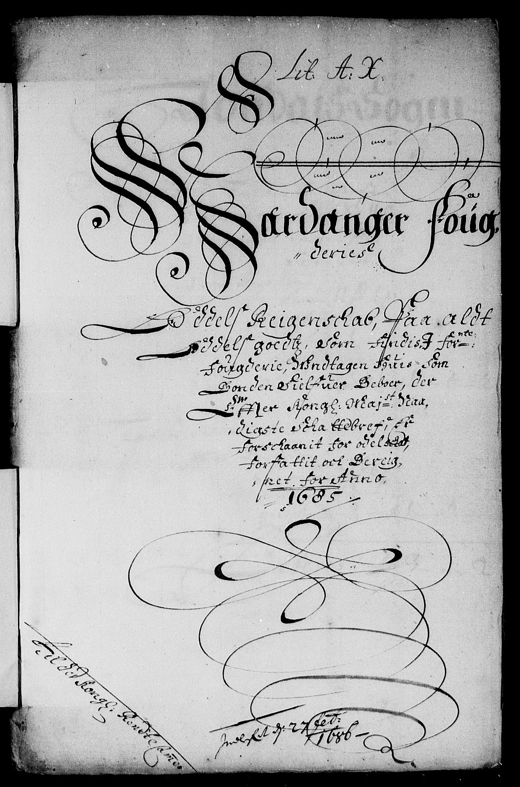 Rentekammeret inntil 1814, Reviderte regnskaper, Stiftamtstueregnskaper, Bergen stiftamt, RA/EA-6043/R/Rc/L0078: Bergen stiftamt, 1685