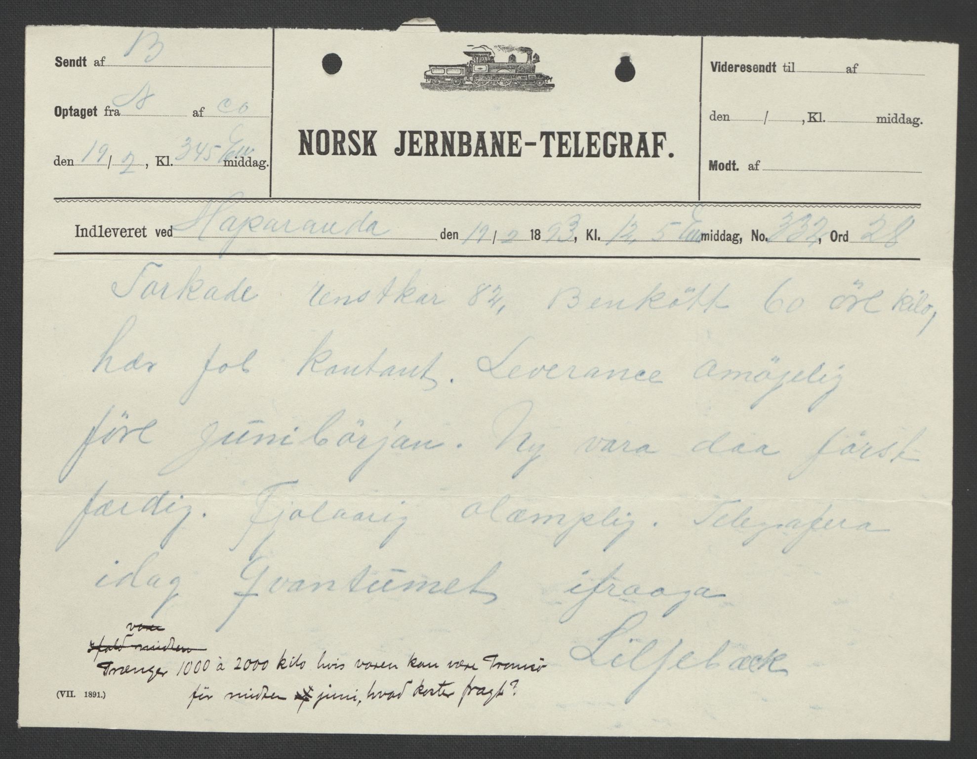 Arbeidskomitéen for Fridtjof Nansens polarekspedisjon, RA/PA-0061/D/L0004: Innk. brev og telegrammer vedr. proviant og utrustning, 1892-1893, s. 353