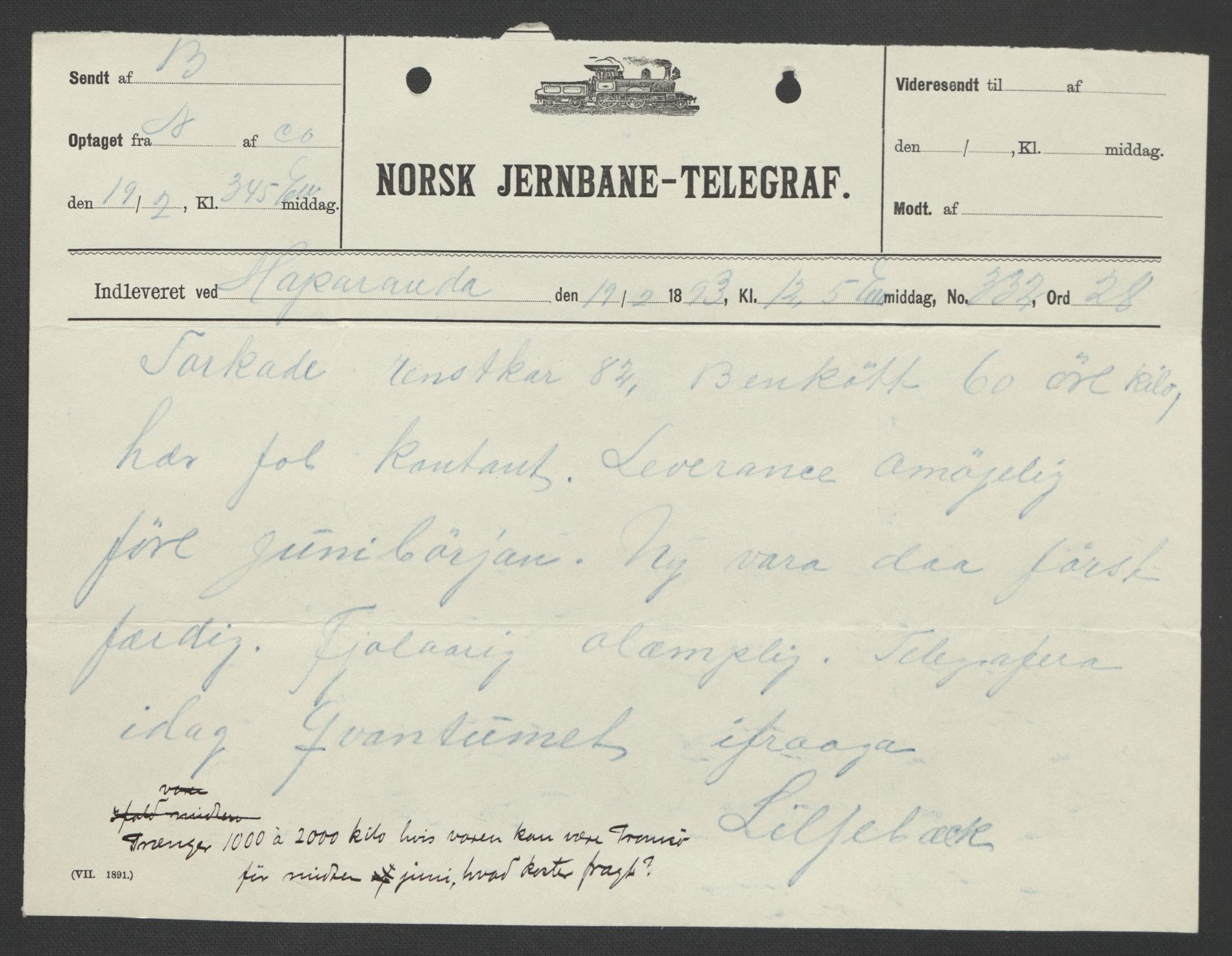 Arbeidskomitéen for Fridtjof Nansens polarekspedisjon, AV/RA-PA-0061/D/L0004: Innk. brev og telegrammer vedr. proviant og utrustning, 1892-1893, s. 353