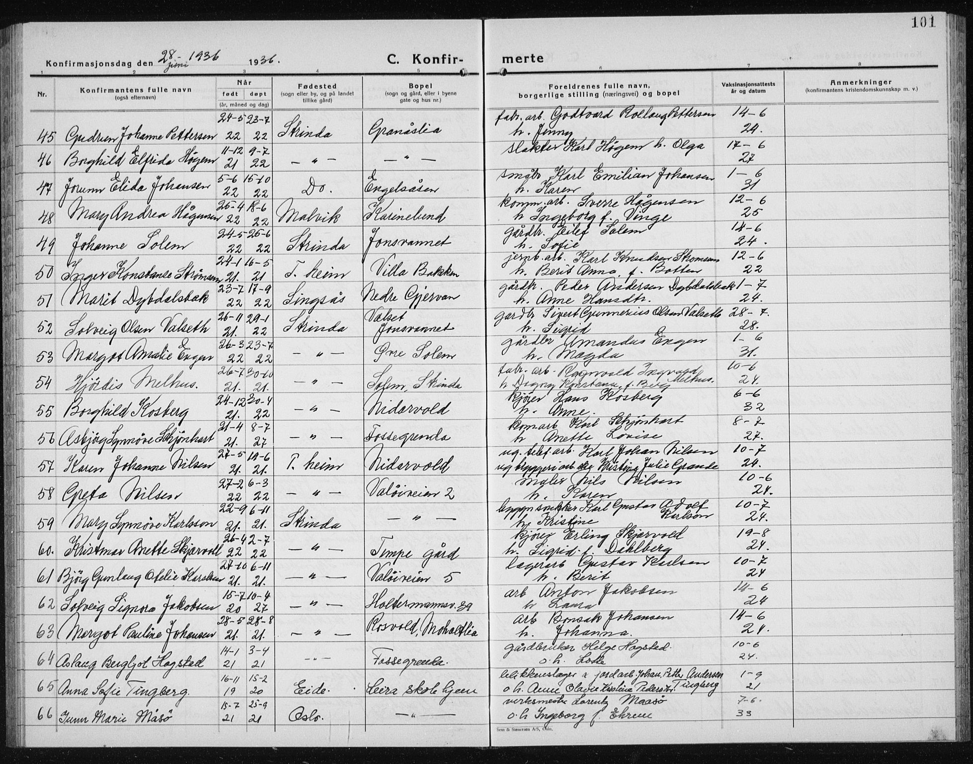 Ministerialprotokoller, klokkerbøker og fødselsregistre - Sør-Trøndelag, AV/SAT-A-1456/607/L0327: Klokkerbok nr. 607C01, 1930-1939, s. 101