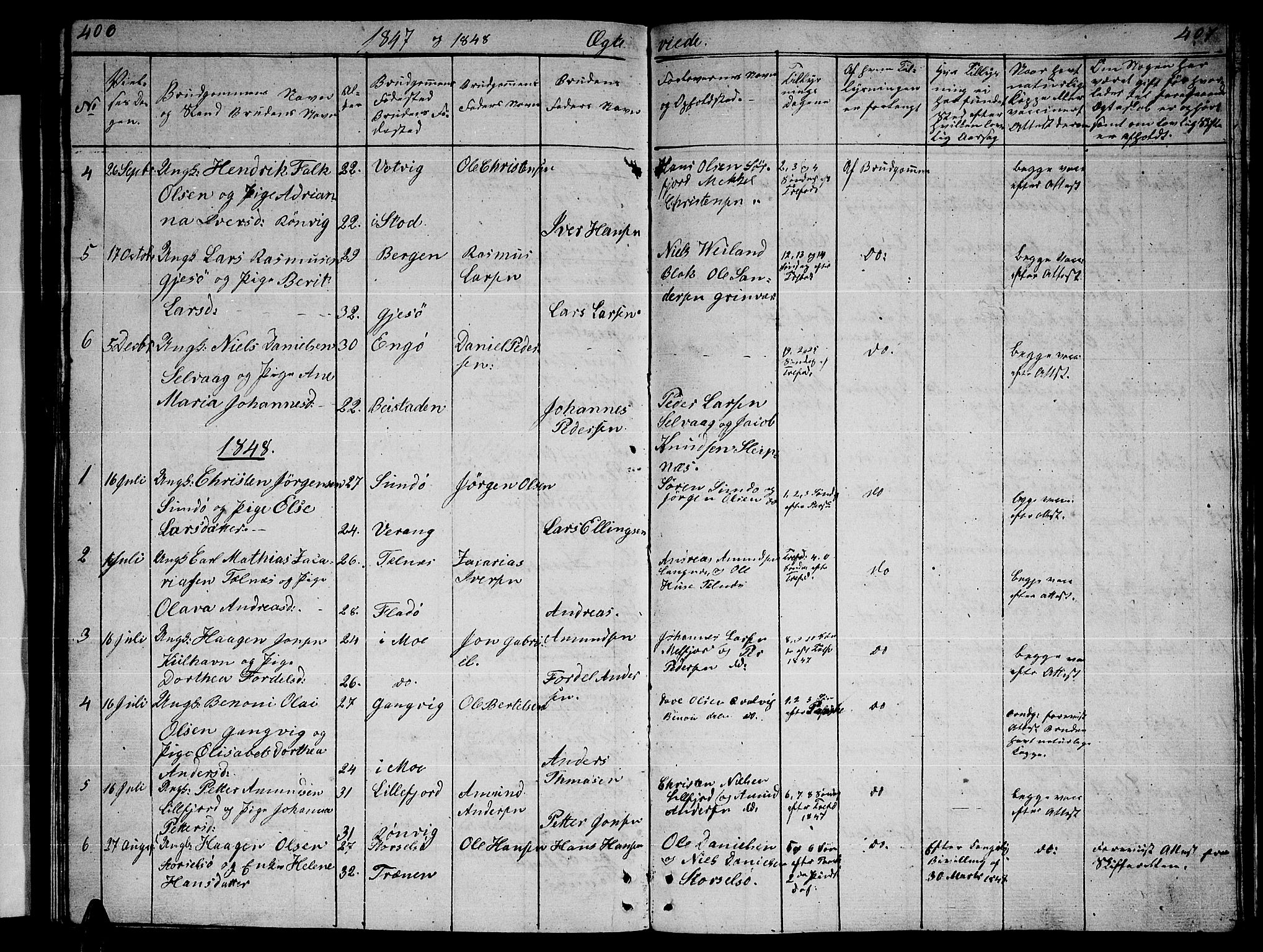 Ministerialprotokoller, klokkerbøker og fødselsregistre - Nordland, AV/SAT-A-1459/841/L0618: Klokkerbok nr. 841C02, 1833-1855, s. 406-407