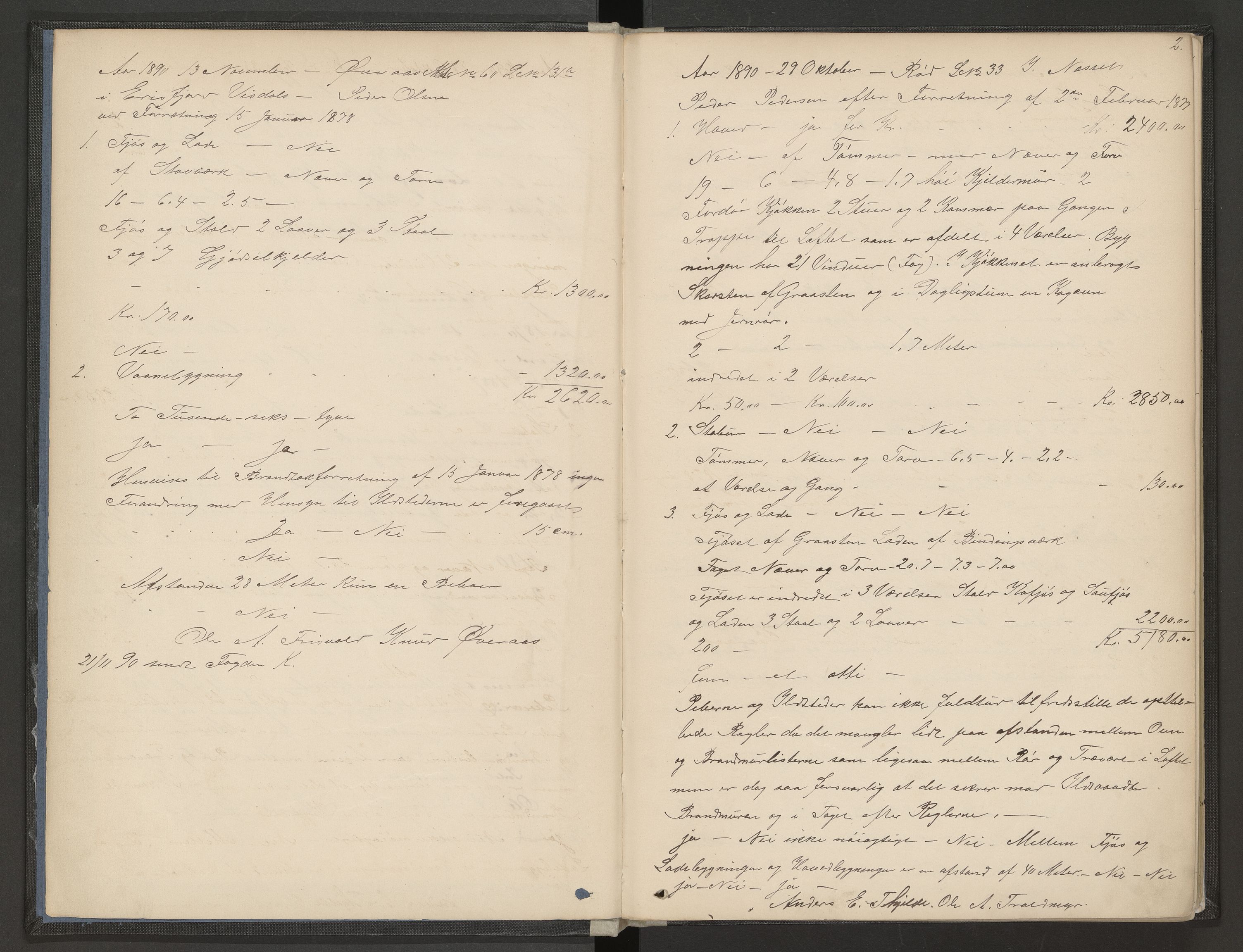 Norges Brannkasse Nesset, AV/SAT-A-5501/F/Fa/L0004: Branntakstprotokoll, 1890-1918, s. 1b-2a