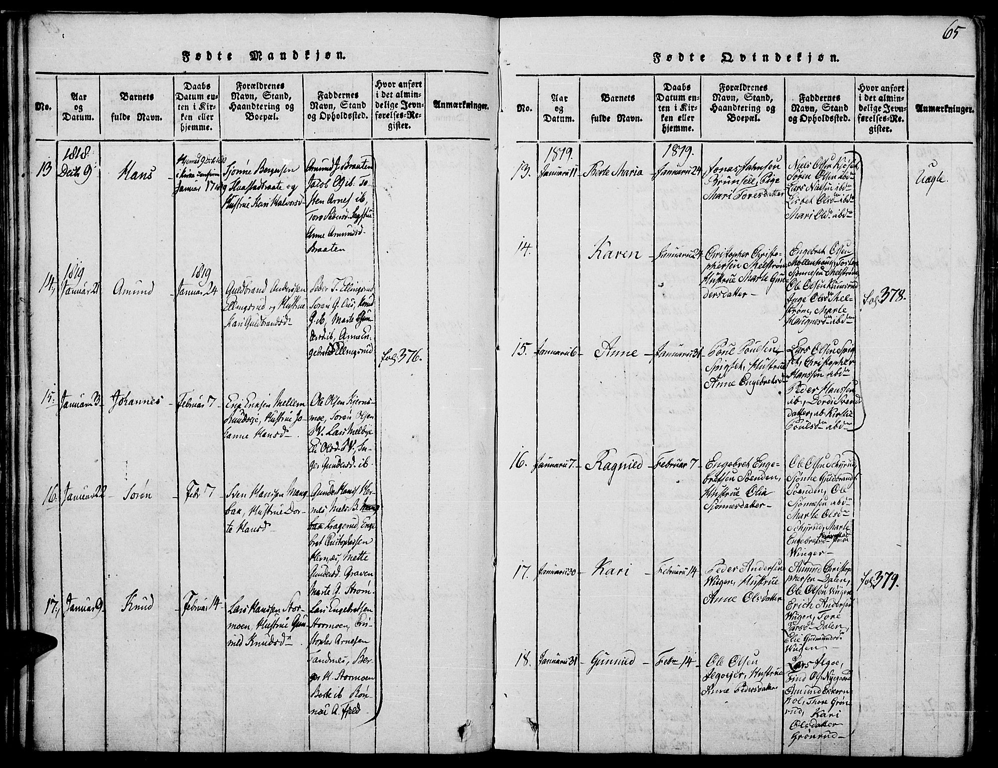 Strøm-Odalen prestekontor, AV/SAH-PREST-028/H/Ha/Haa/L0006: Ministerialbok nr. 6, 1814-1850, s. 65