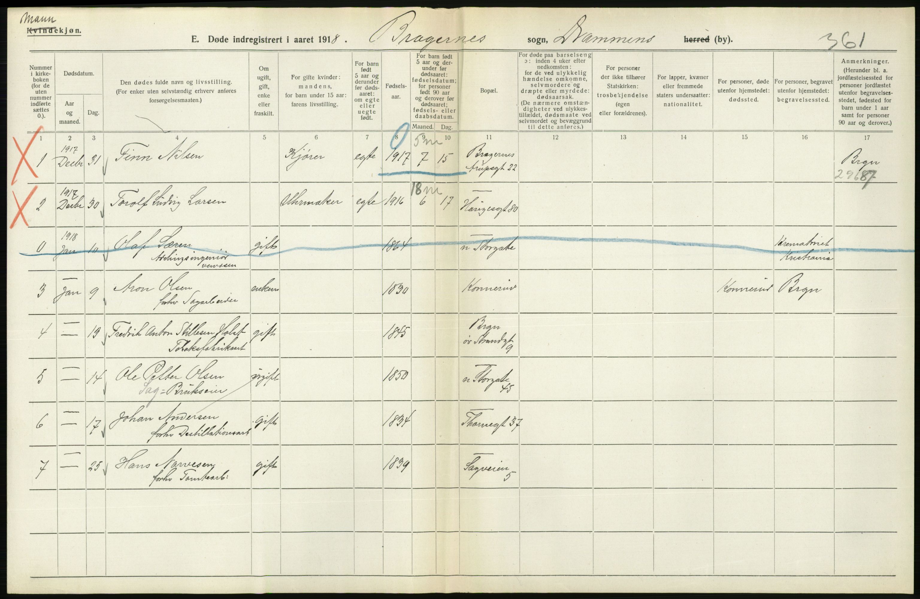 Statistisk sentralbyrå, Sosiodemografiske emner, Befolkning, AV/RA-S-2228/D/Df/Dfb/Dfbh/L0020: Buskerud fylke: Døde. Bygder og byer., 1918, s. 492