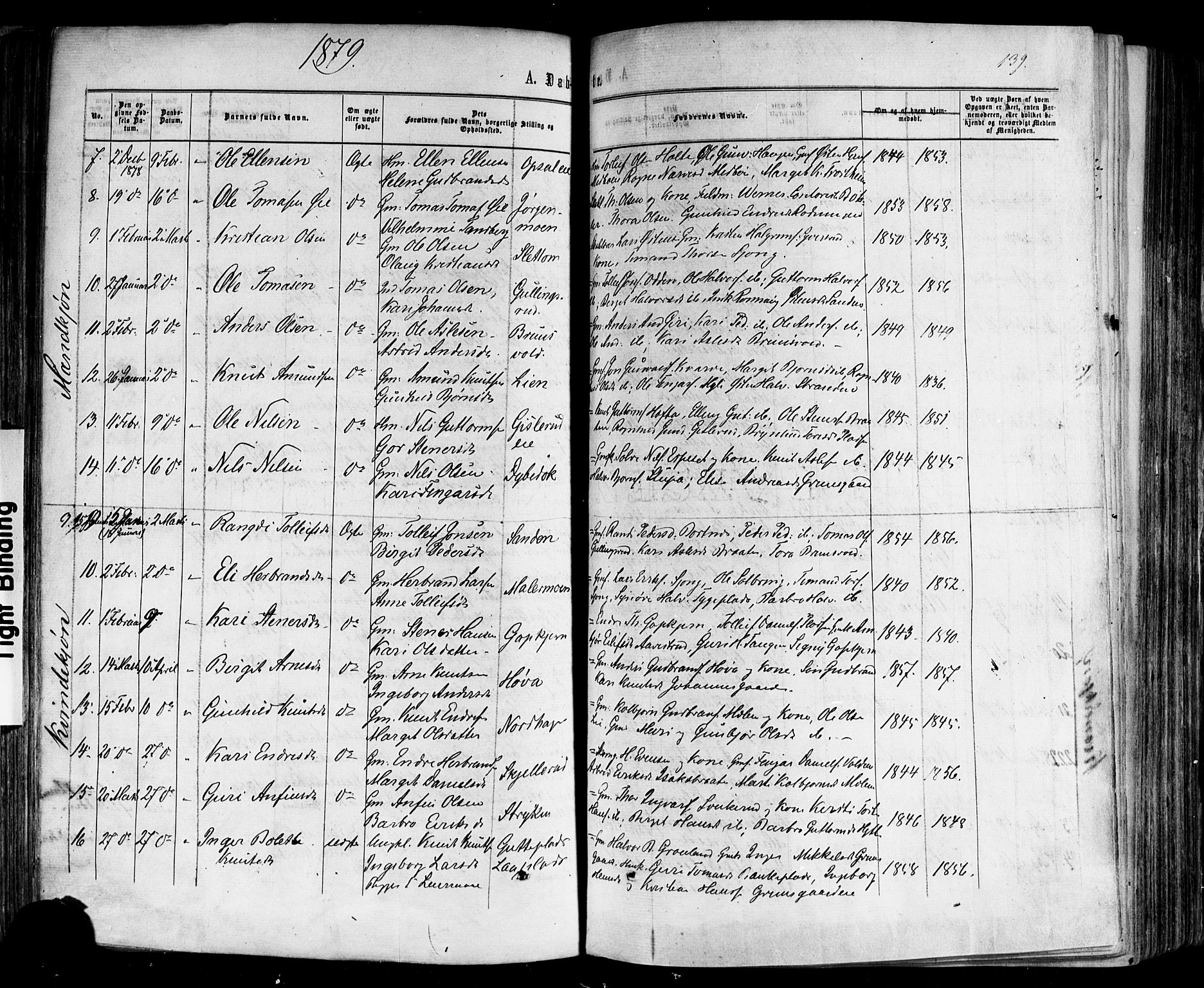 Nes kirkebøker, AV/SAKO-A-236/F/Fa/L0010: Ministerialbok nr. 10, 1864-1880, s. 139