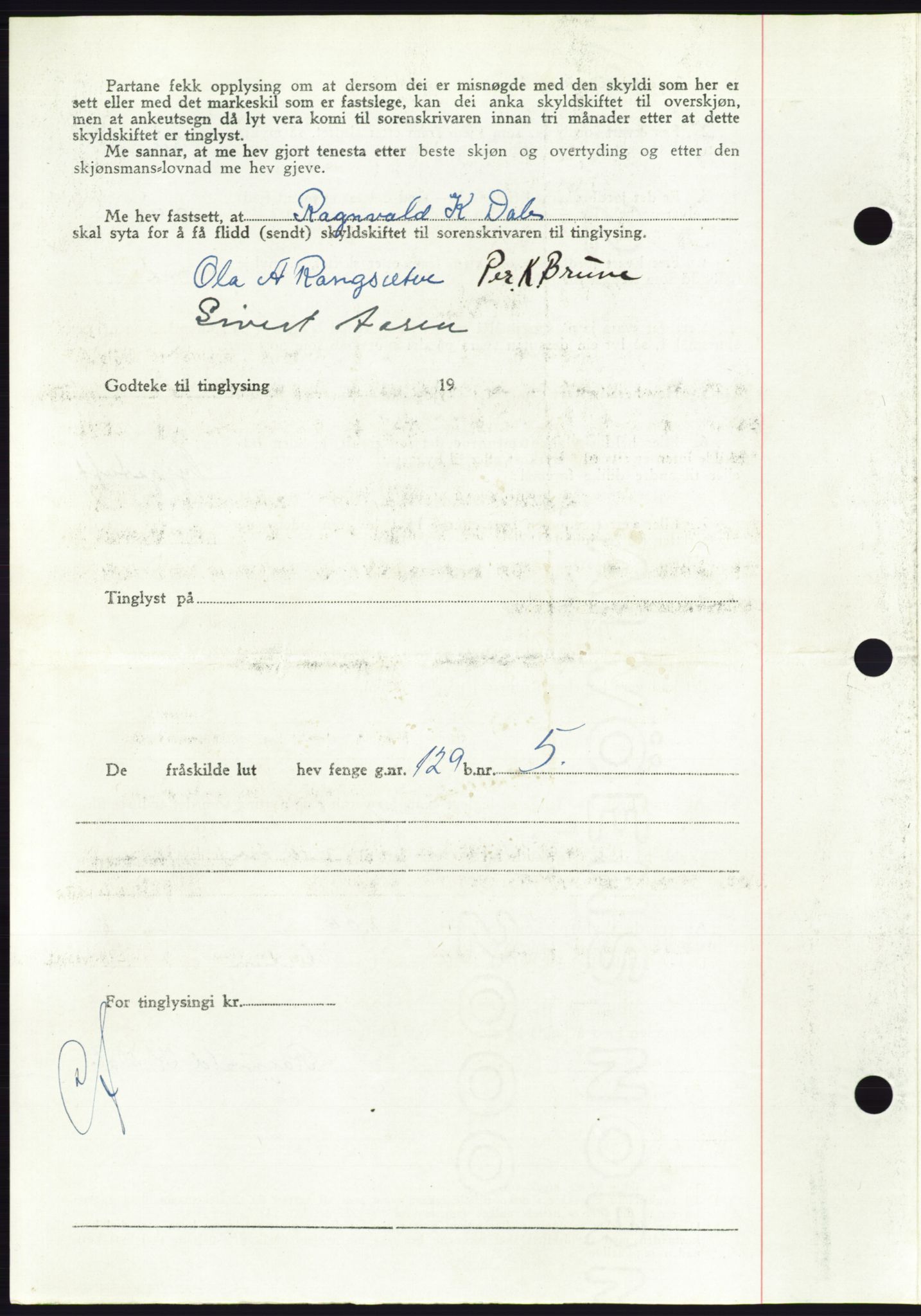 Søre Sunnmøre sorenskriveri, AV/SAT-A-4122/1/2/2C/L0085: Pantebok nr. 11A, 1949-1949, Dagboknr: 2094/1949