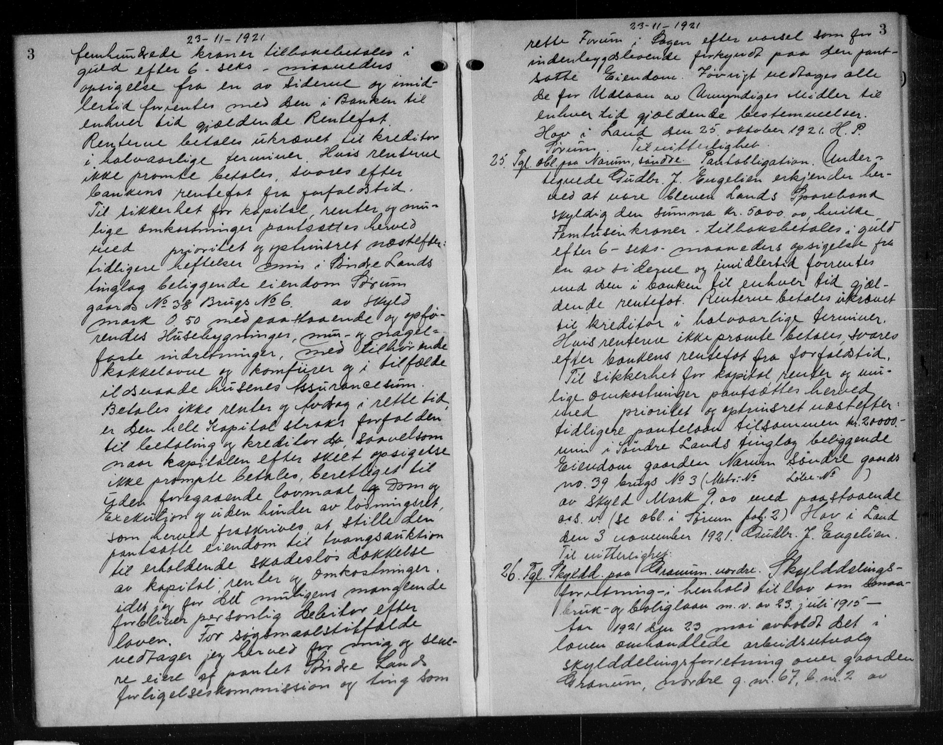 Hadeland og Land tingrett, AV/SAH-TING-010/H/Hb/Hba/L0042: Pantebok nr. 42, 1921-1922, s. 3