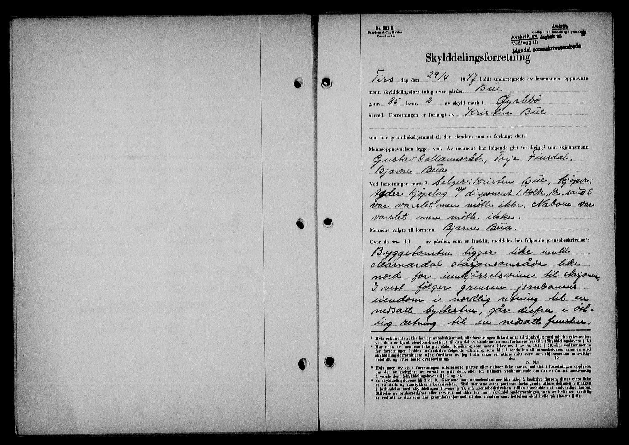 Mandal sorenskriveri, SAK/1221-0005/001/G/Gb/Gba/L0078: Pantebok nr. A-15, 1947-1947, Tingl.dato: 02.05.1947