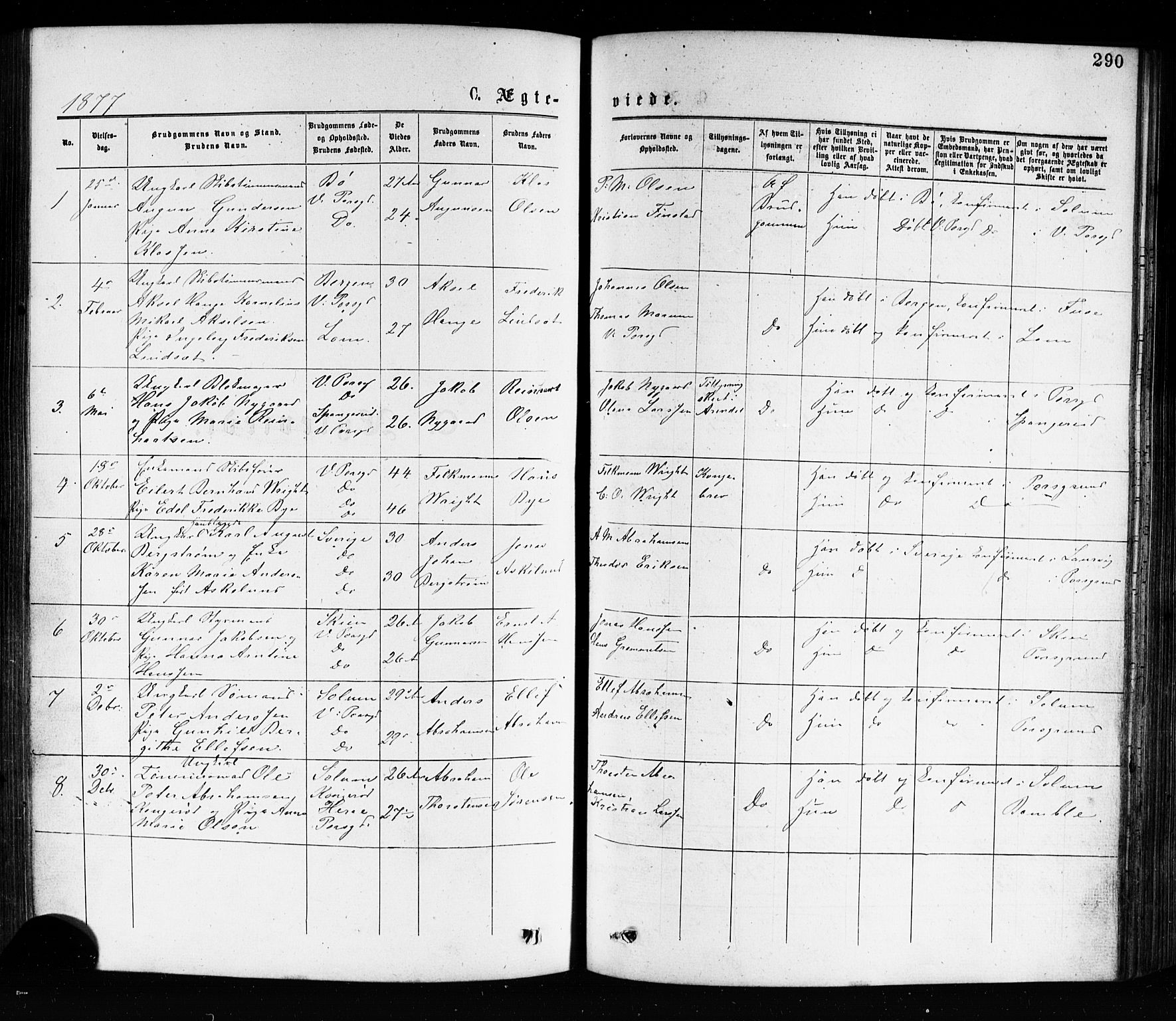 Porsgrunn kirkebøker , AV/SAKO-A-104/G/Ga/L0003: Klokkerbok nr. I 3, 1877-1915, s. 290