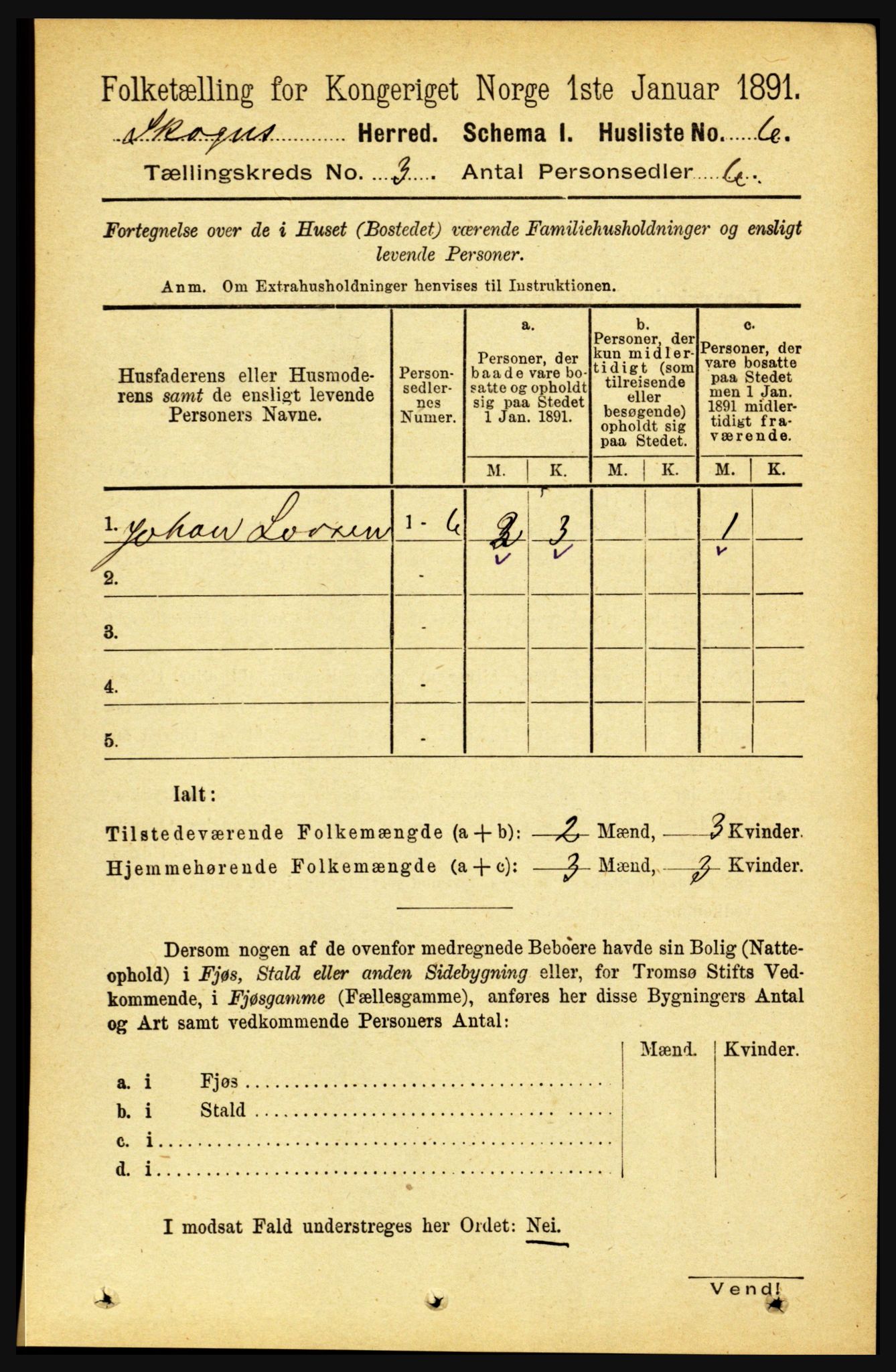 RA, Folketelling 1891 for 1719 Skogn herred, 1891, s. 1542