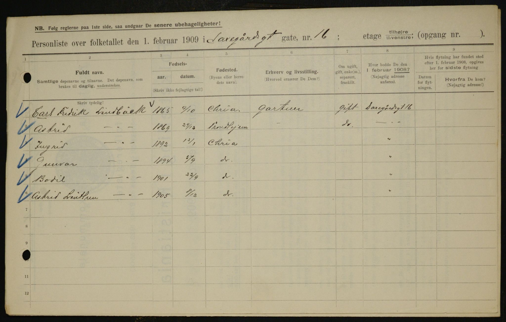 OBA, Kommunal folketelling 1.2.1909 for Kristiania kjøpstad, 1909, s. 81231