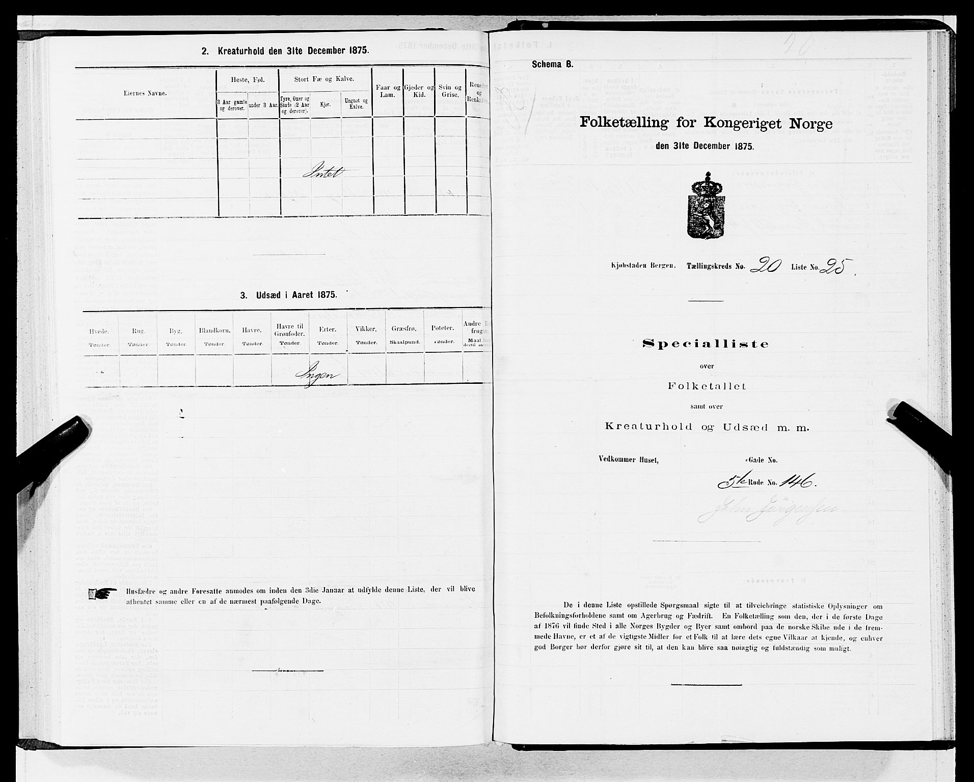 SAB, Folketelling 1875 for 1301 Bergen kjøpstad, 1875, s. 1063