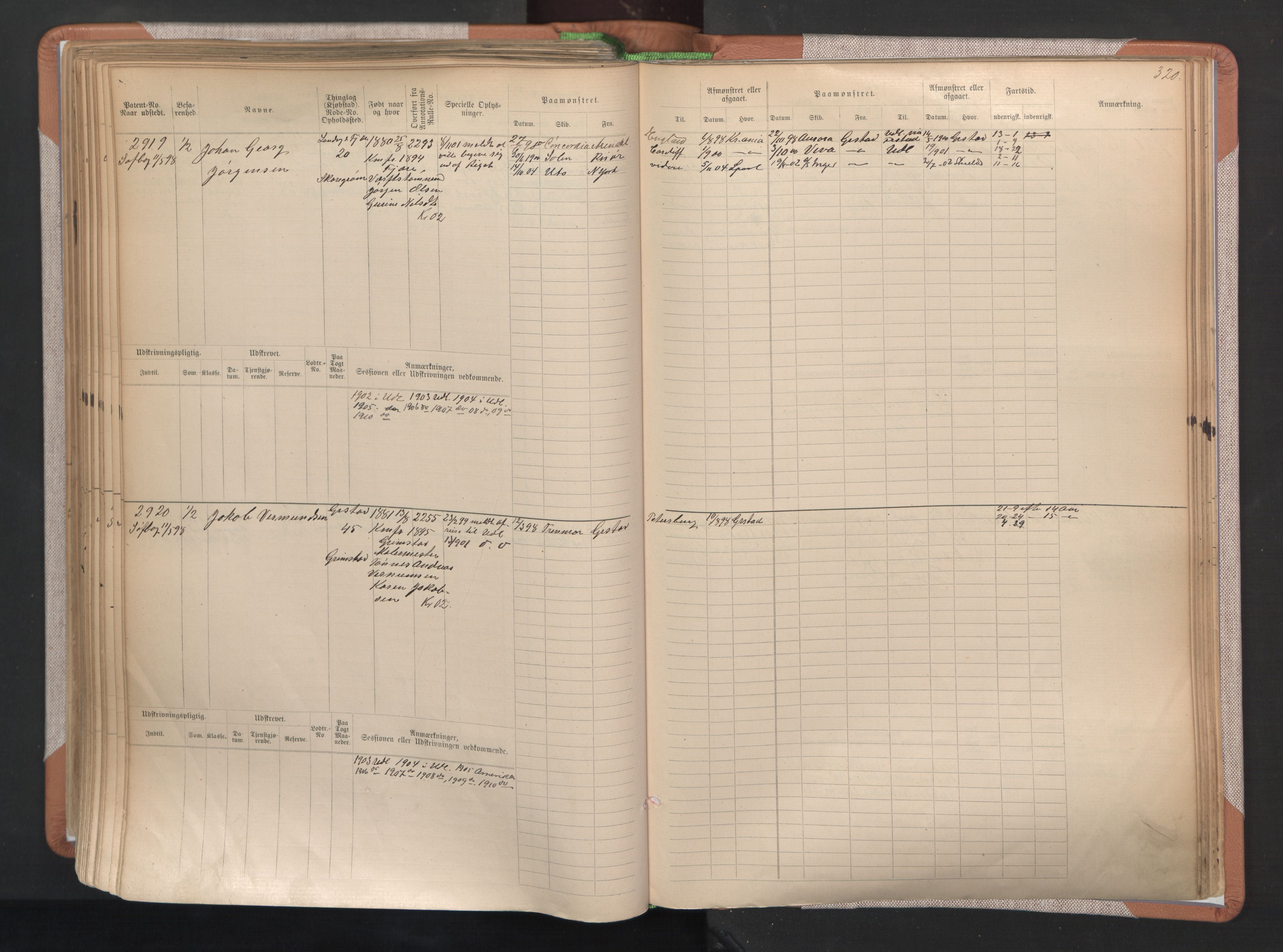 Grimstad mønstringskrets, AV/SAK-2031-0013/F/Fb/L0004: Hovedrulle A nr 2277-3042, F-7, 1889-1940, s. 328