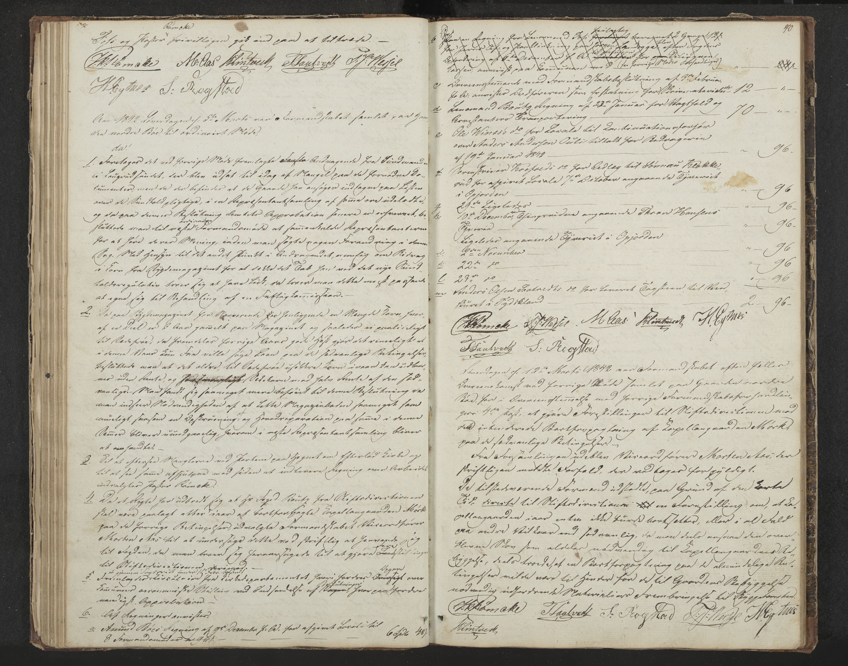 Sandsvær formannskap, IKAK/0629021-1/A/L0001: Møtebok med register, 1837-1846, s. 40