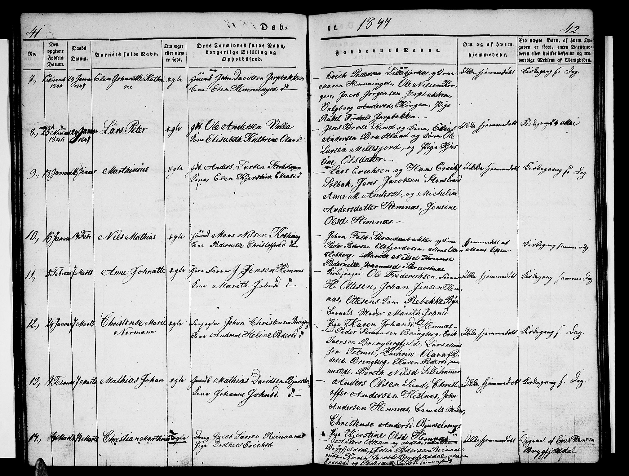 Ministerialprotokoller, klokkerbøker og fødselsregistre - Nordland, AV/SAT-A-1459/825/L0364: Klokkerbok nr. 825C01, 1841-1863, s. 41-42