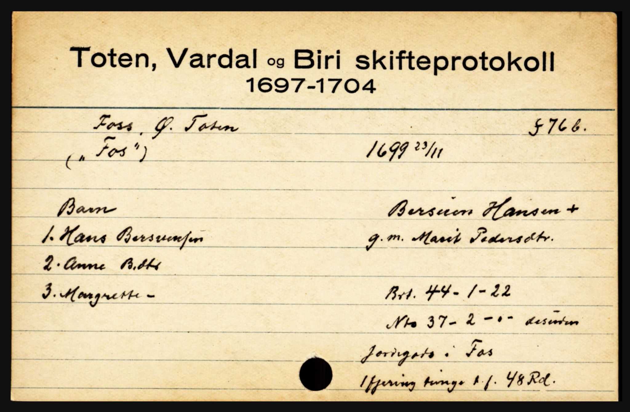 Toten tingrett, AV/SAH-TING-006/J, 1657-1903, s. 5285