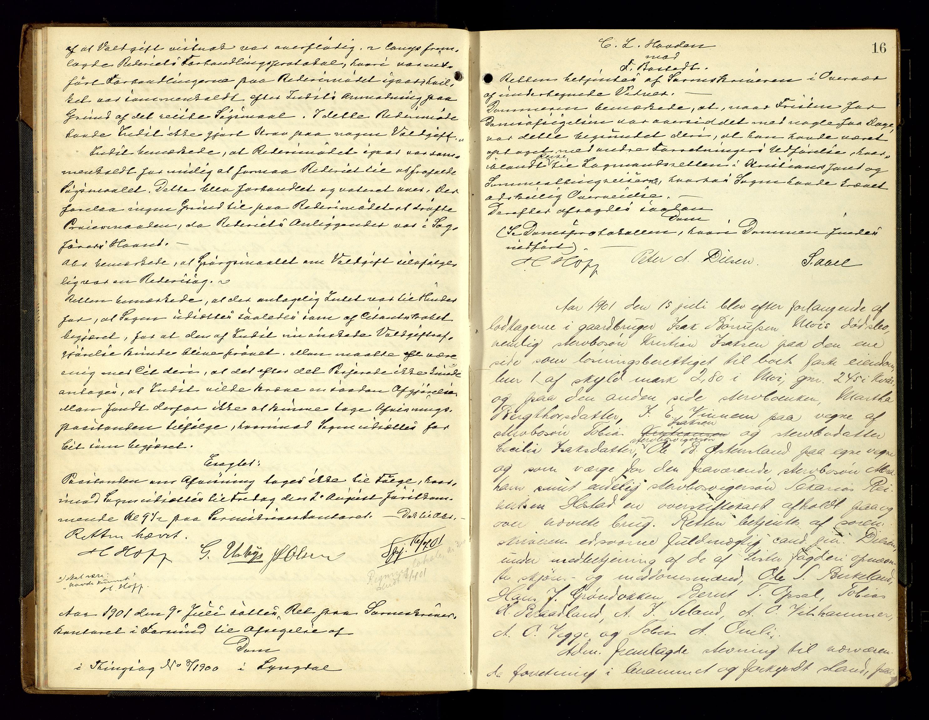 Lyngdal sorenskriveri, AV/SAK-1221-0004/F/Fb/L0093: Ekstrarettsprotokoll nr. 29, 1901-1904, s. 16