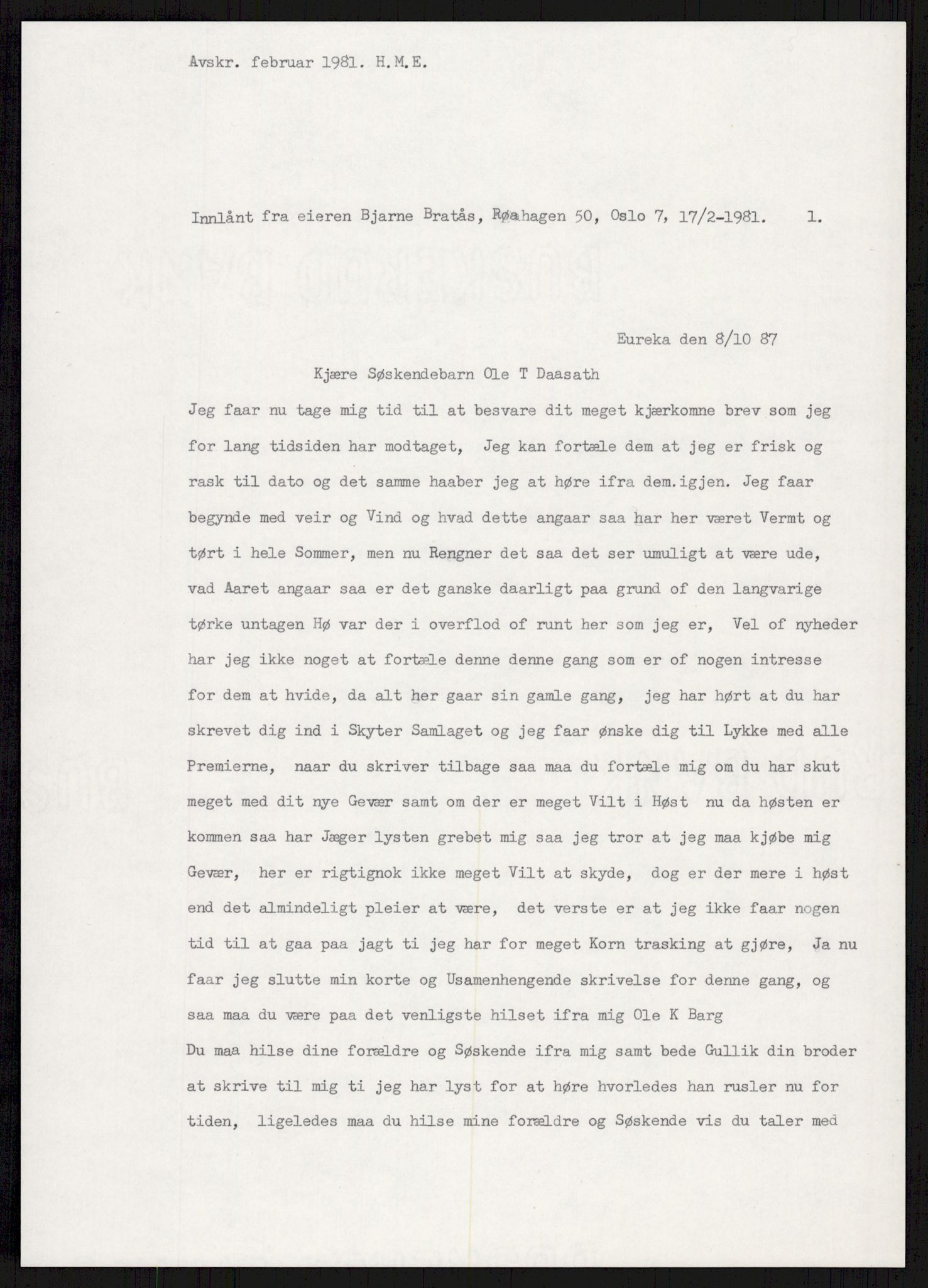 Samlinger til kildeutgivelse, Amerikabrevene, AV/RA-EA-4057/F/L0017: Innlån fra Buskerud: Bratås, 1838-1914, s. 11