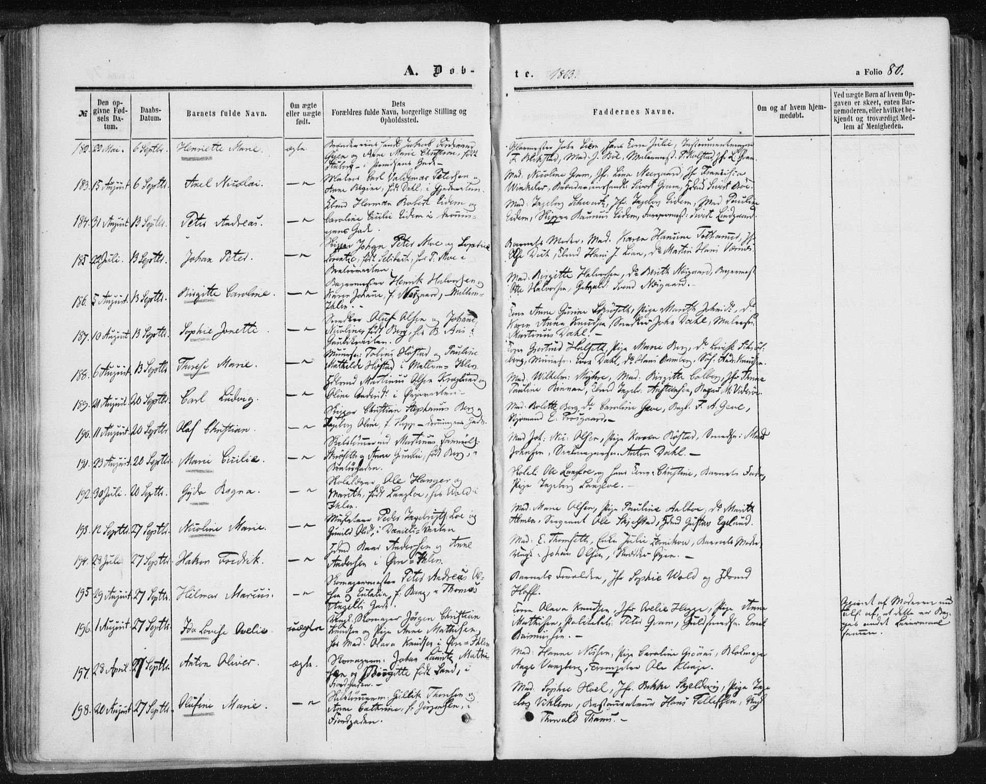 Ministerialprotokoller, klokkerbøker og fødselsregistre - Sør-Trøndelag, SAT/A-1456/602/L0115: Ministerialbok nr. 602A13, 1860-1872, s. 80