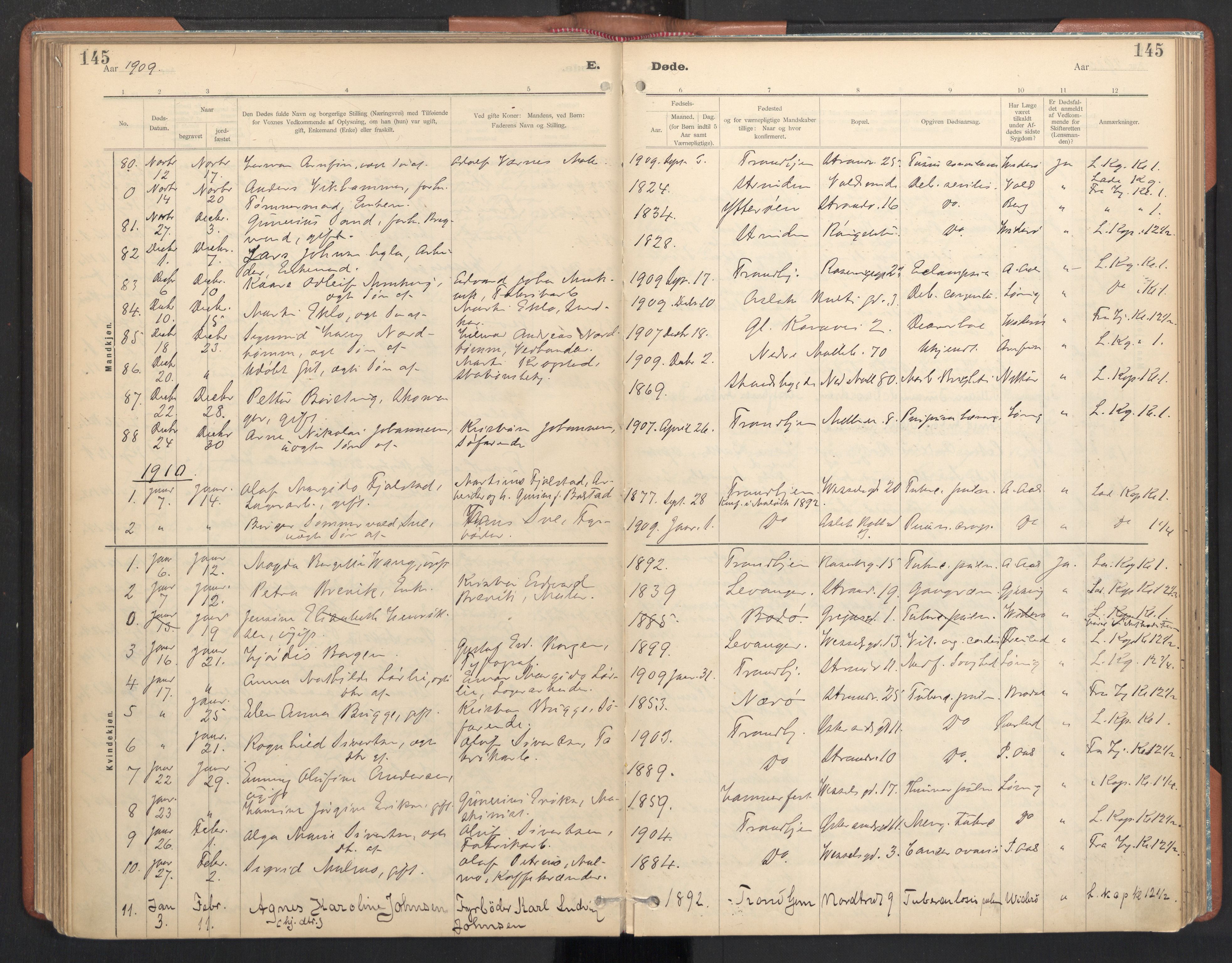 Ministerialprotokoller, klokkerbøker og fødselsregistre - Sør-Trøndelag, AV/SAT-A-1456/605/L0244: Ministerialbok nr. 605A06, 1908-1954, s. 145