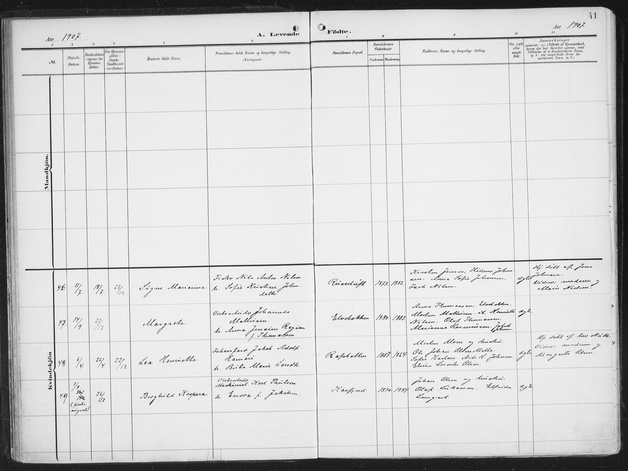 Alta sokneprestkontor, AV/SATØ-S-1338/H/Ha/L0005.kirke: Ministerialbok nr. 5, 1904-1918, s. 41