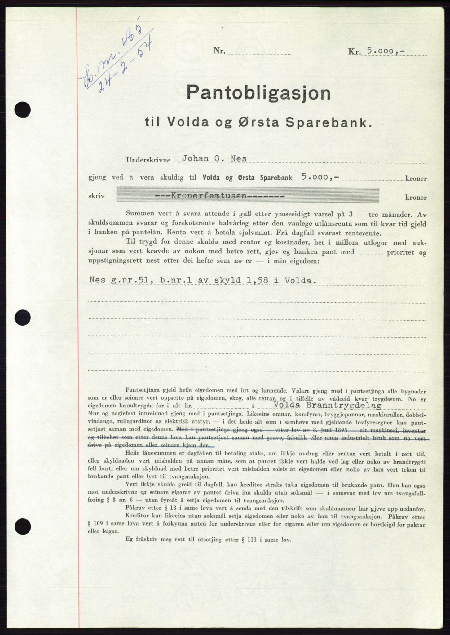 Søre Sunnmøre sorenskriveri, SAT/A-4122/1/2/2C/L0124: Pantebok nr. 12B, 1953-1954, Dagboknr: 465/1954