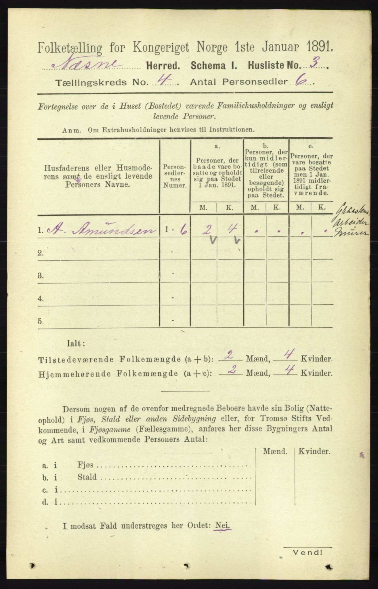 RA, Folketelling 1891 for 1828 Nesna herred, 1891, s. 2089