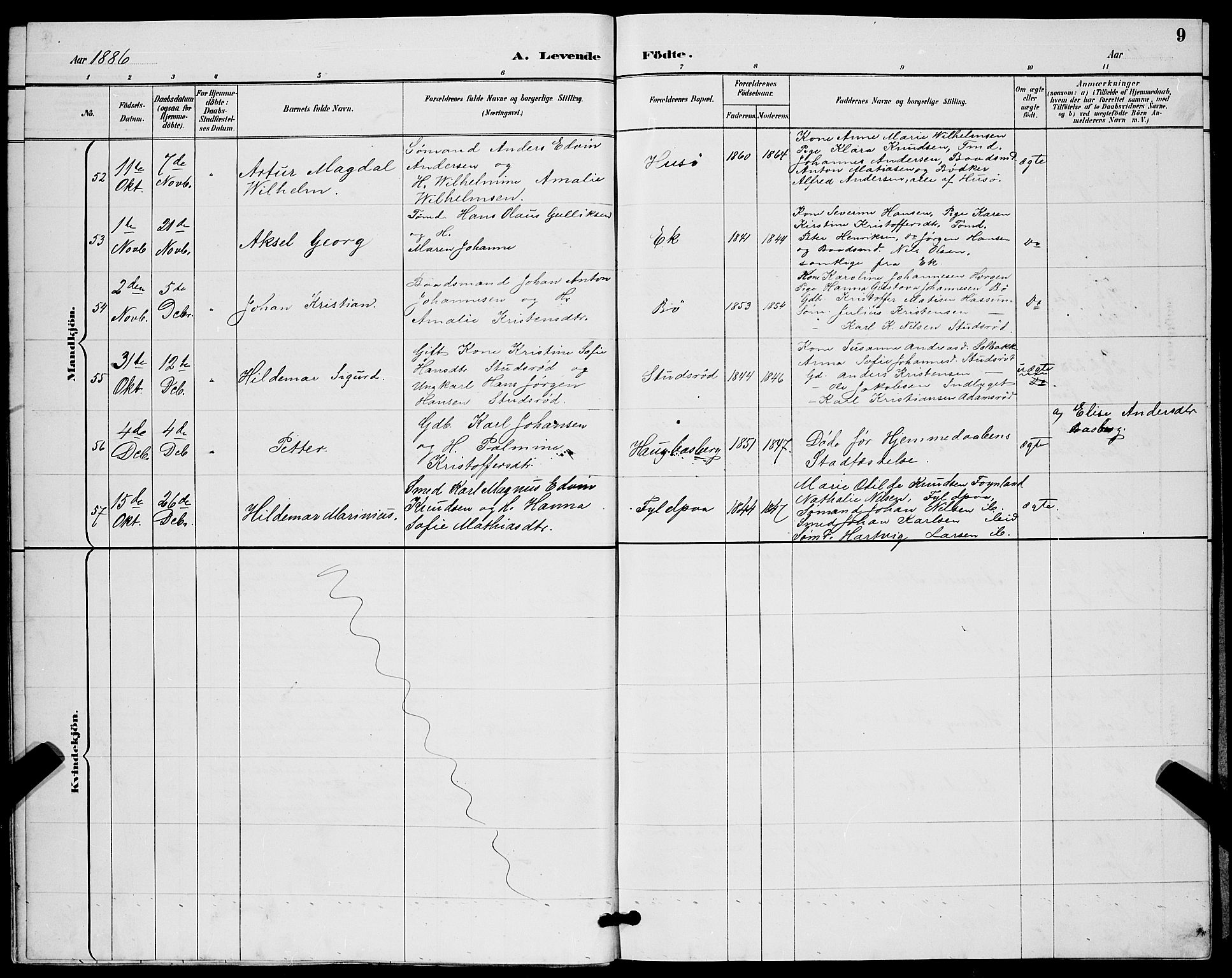 Sem kirkebøker, AV/SAKO-A-5/G/Gb/L0002: Klokkerbok nr. II 2, 1886-1899, s. 9
