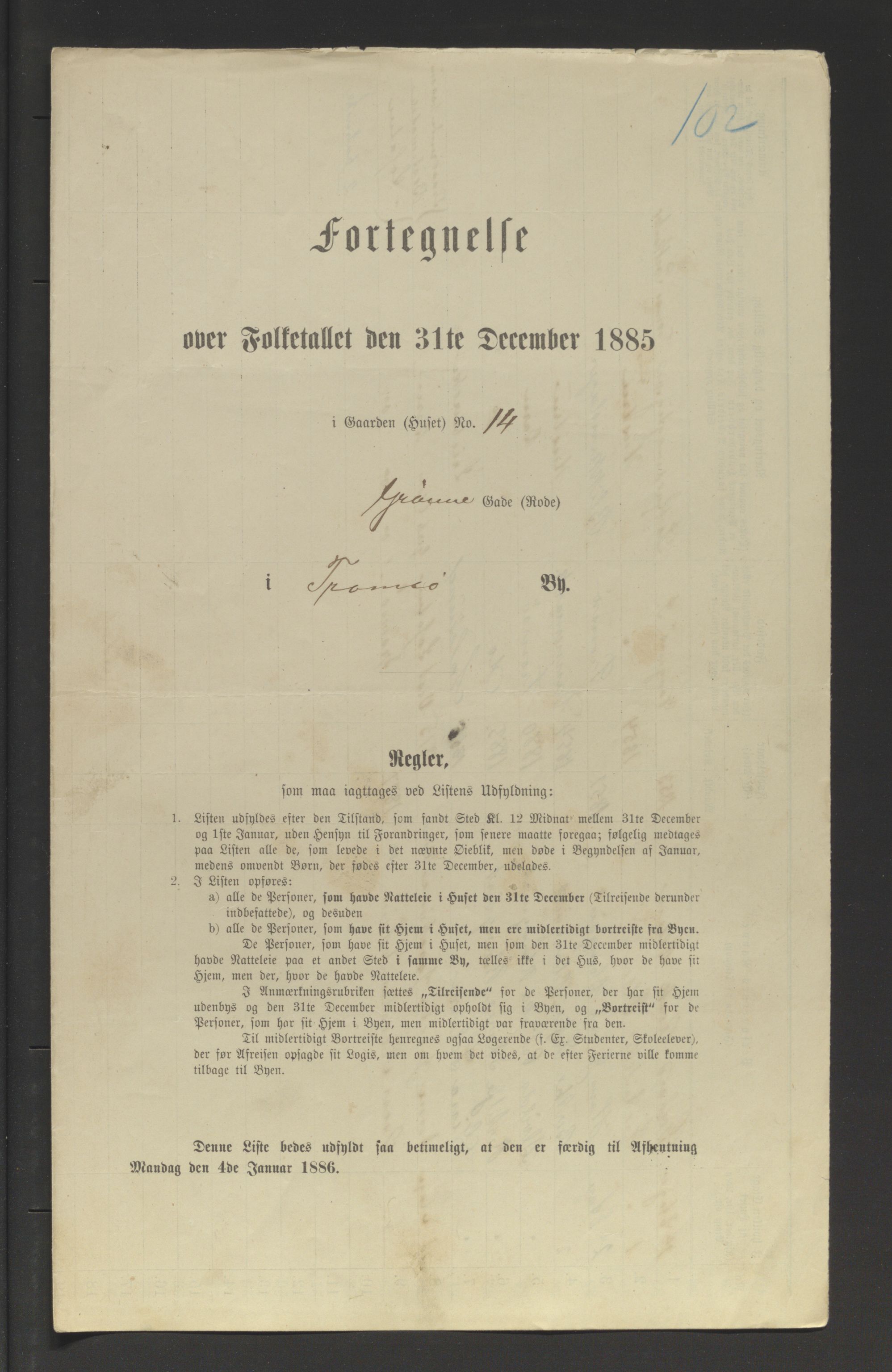 SATØ, Folketelling 1885 for 1902 Tromsø kjøpstad, 1885, s. 102a