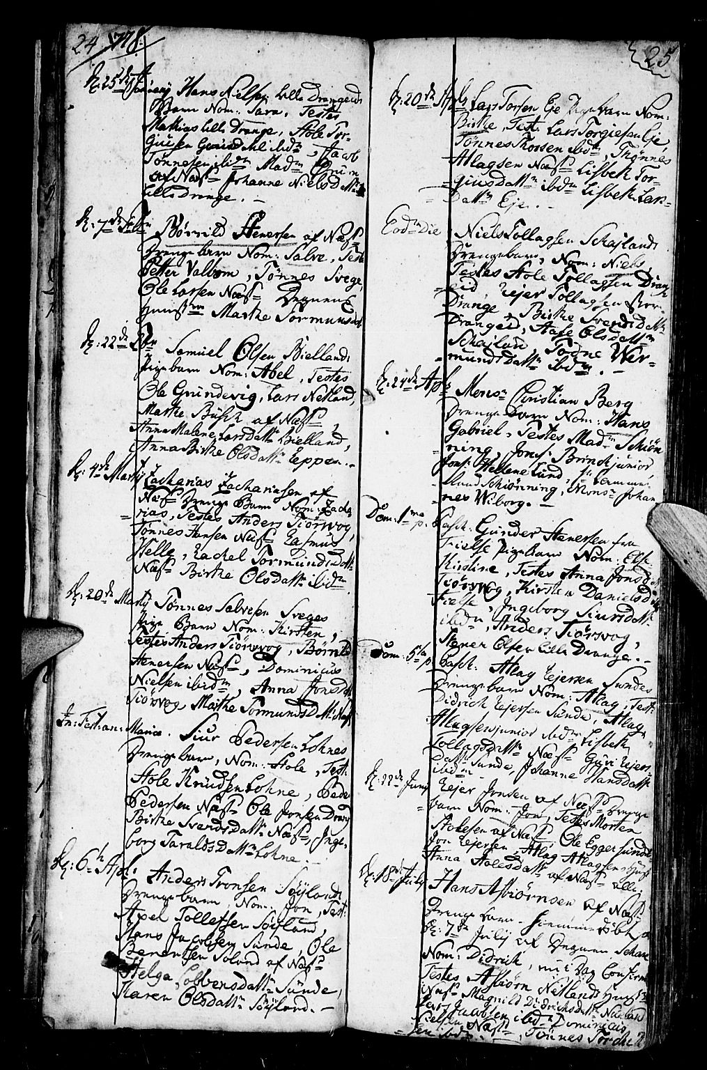 Flekkefjord sokneprestkontor, AV/SAK-1111-0012/F/Fb/Fbc/L0001: Klokkerbok nr. B 1, 1773-1801, s. 24-25