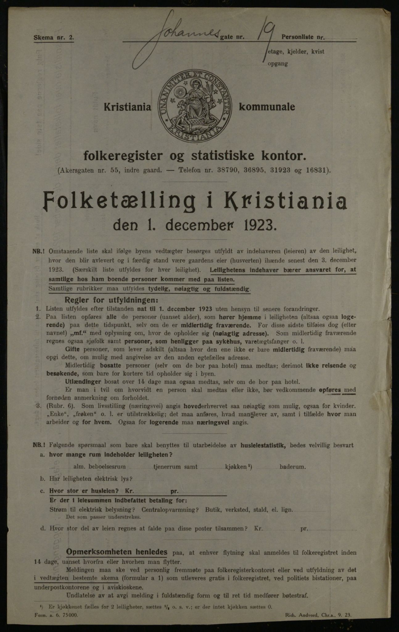 OBA, Kommunal folketelling 1.12.1923 for Kristiania, 1923, s. 52958