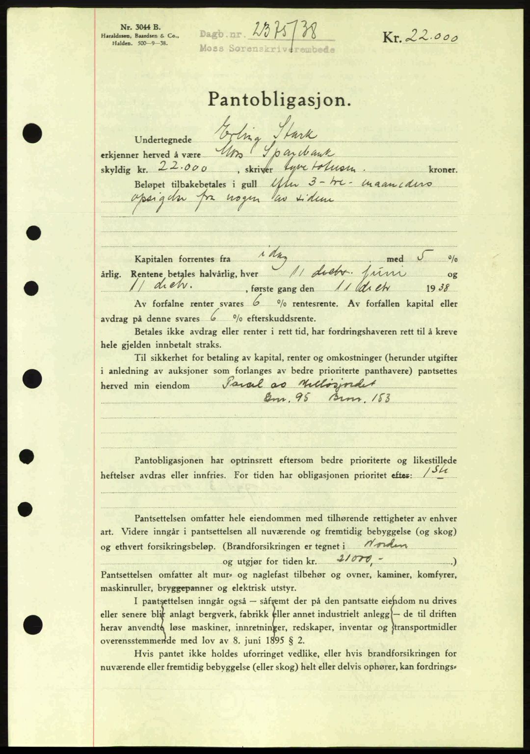 Moss sorenskriveri, SAO/A-10168: Pantebok nr. B6, 1938-1938, Dagboknr: 2375/1938